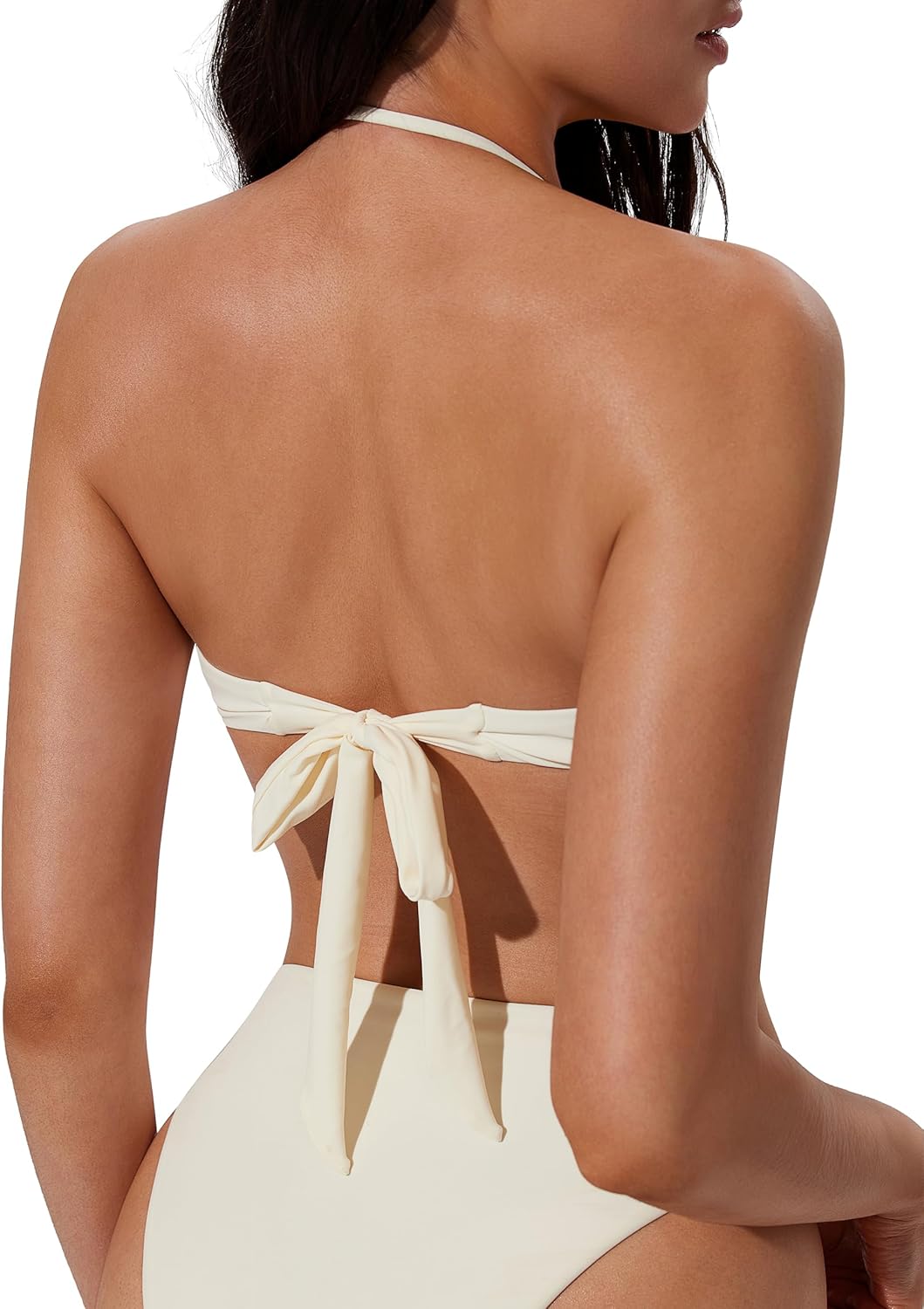 SUUKSESS Women Bandeau O Ring Bikini Sets Tie Back High Waisted 2 Piece Swimsuit