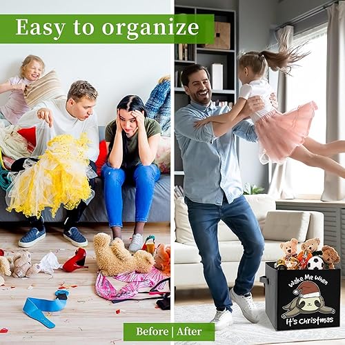 Miniatura 7 de Contenedores de almacenamiento de perezosos de Papá Noel con asas, cubos organizadores de armario y cajas de almacenamiento, cesta plegable para