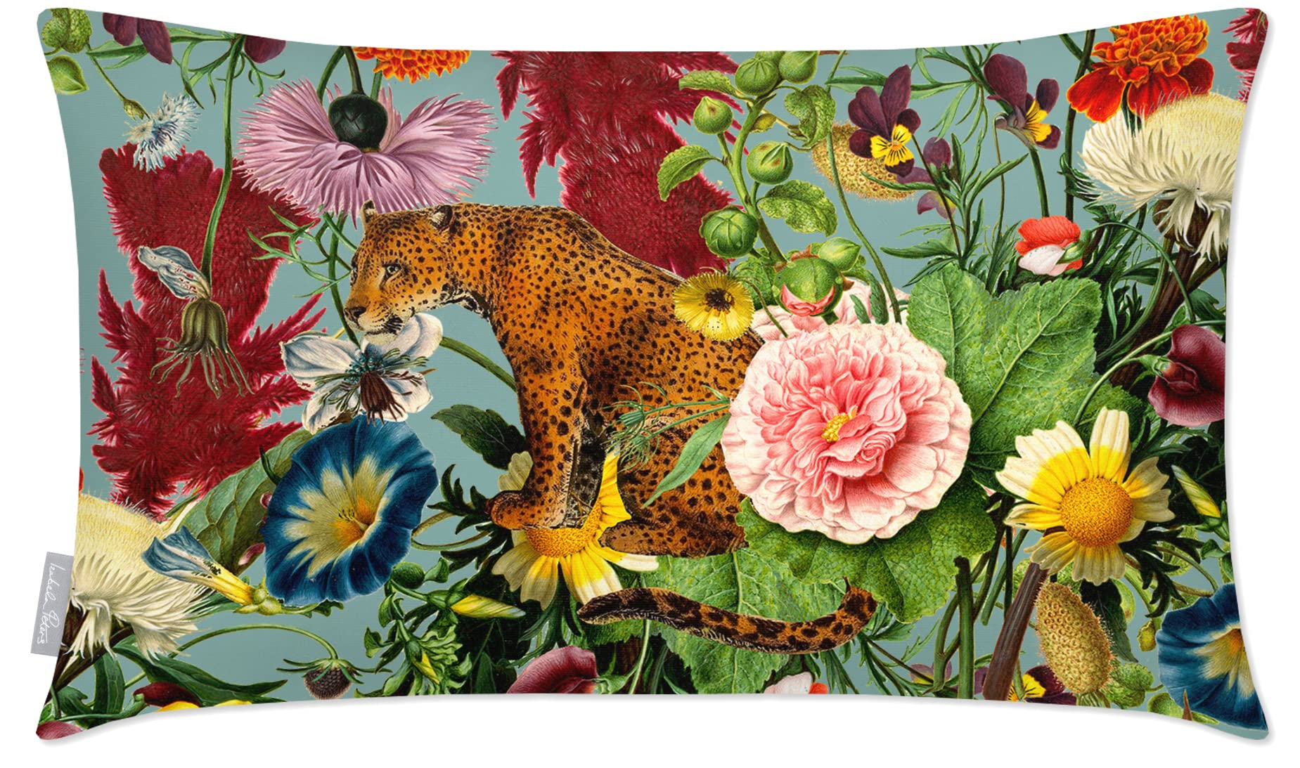 Izabela Peters Outdoor Cushions Waterproof, 50 x 30 cm, Filled Outdoor Cushion, Junglescape - Blue Surf, Garden Furniture Cushions, Outdoor Seat Cushions, Garden Chair Cushions