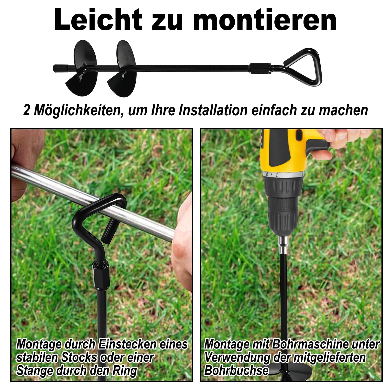 Cieex Trampolin Bodenanker Set 4 Pack, Metall Sicherung Bodenanker Erdanker, Heavy Duty Trampolin Anchor Kit Zum Eindrehen für Zelte, Camping, Schaukelgestell, Vordächer