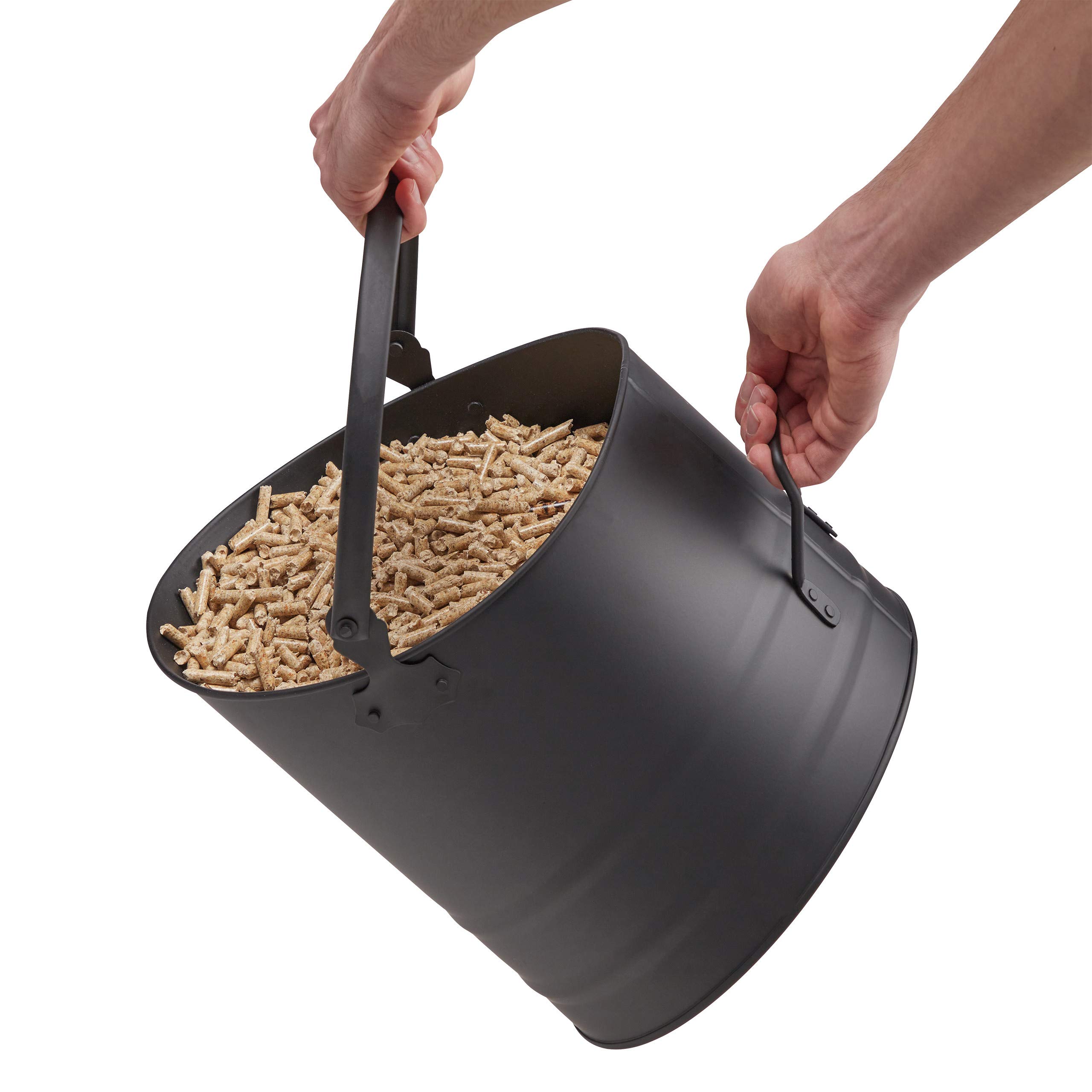 Relaxdays Pelleteimer 3er Set, ∅ 21-30 cm, Metall, Kaminzubehör, schwarz