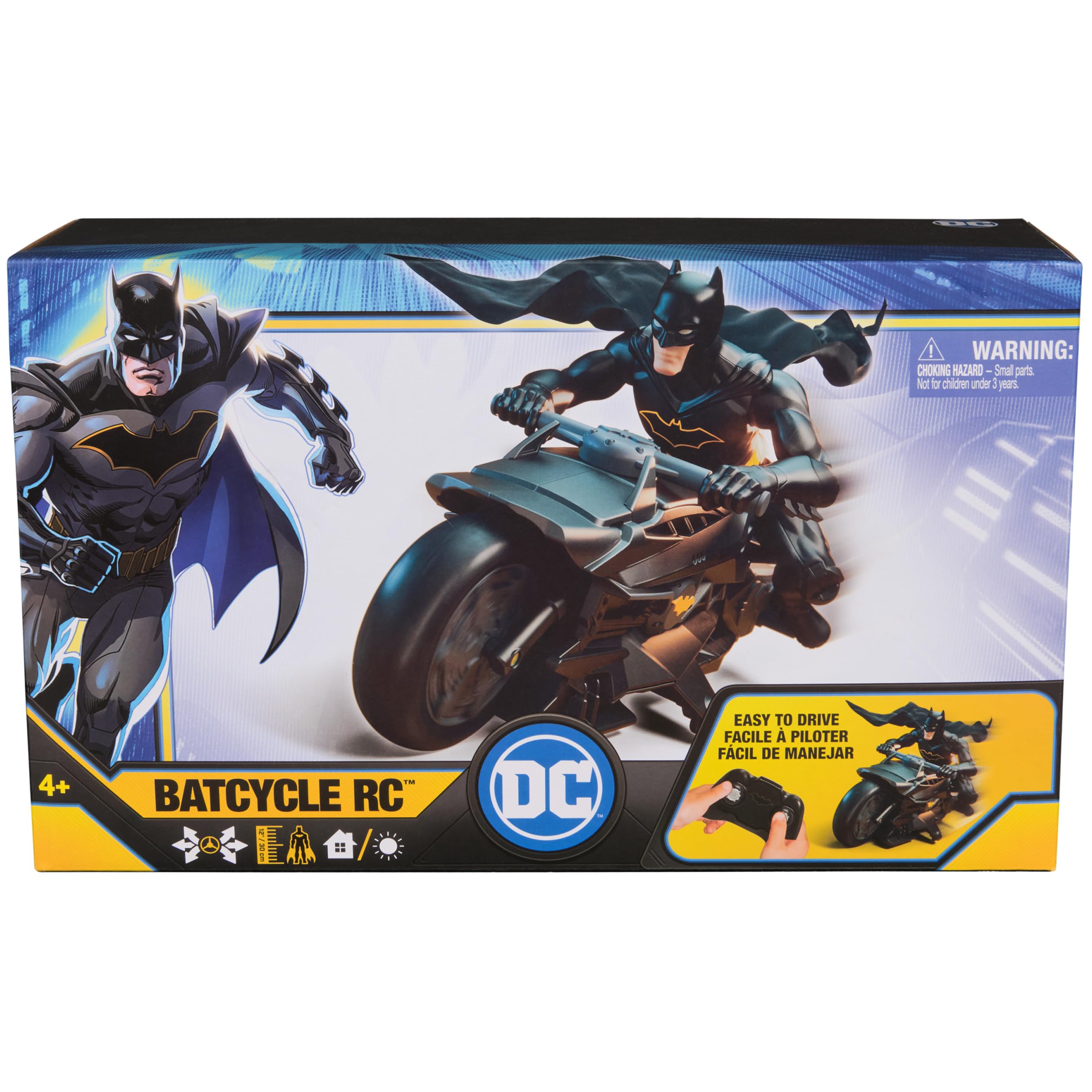 DC Comics, Batman Stealth Remote Control Batcycle with 12" Batman Action Figure, Super Hero Kids Toys for Boys and Girls Ages 4 & Up