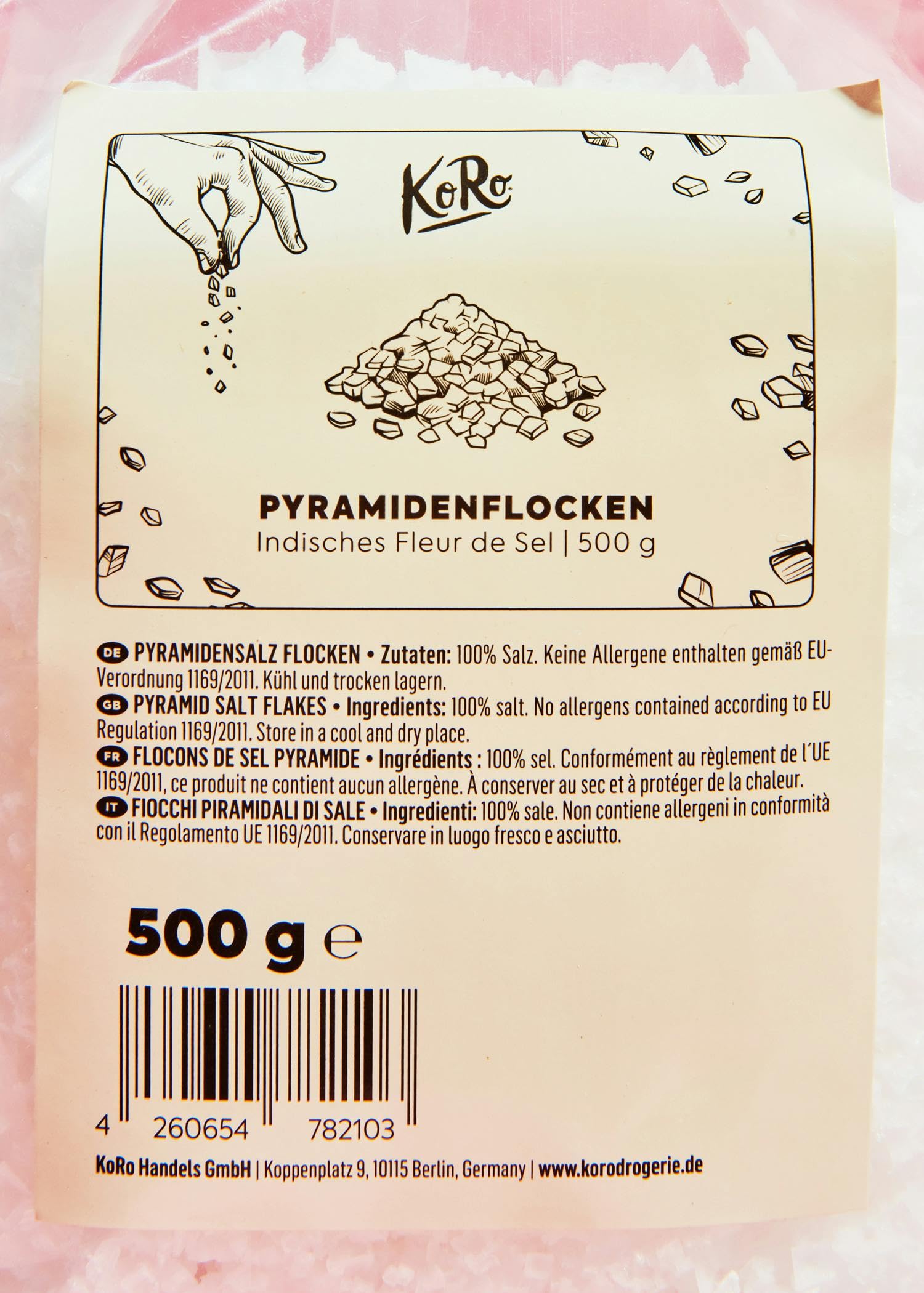 KoRo - Fleur de sel pyramide 500 g - Flocons de soleil pour affiner les plats de toutes sortes