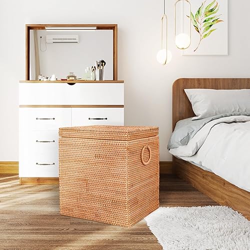 Miniatura 3 de LALASUN Cesta de lavandería de ratán con bolsa extraíble con forro extraíble, cesta de lavandería de ratán de 70 litros con asas, cestas grandes