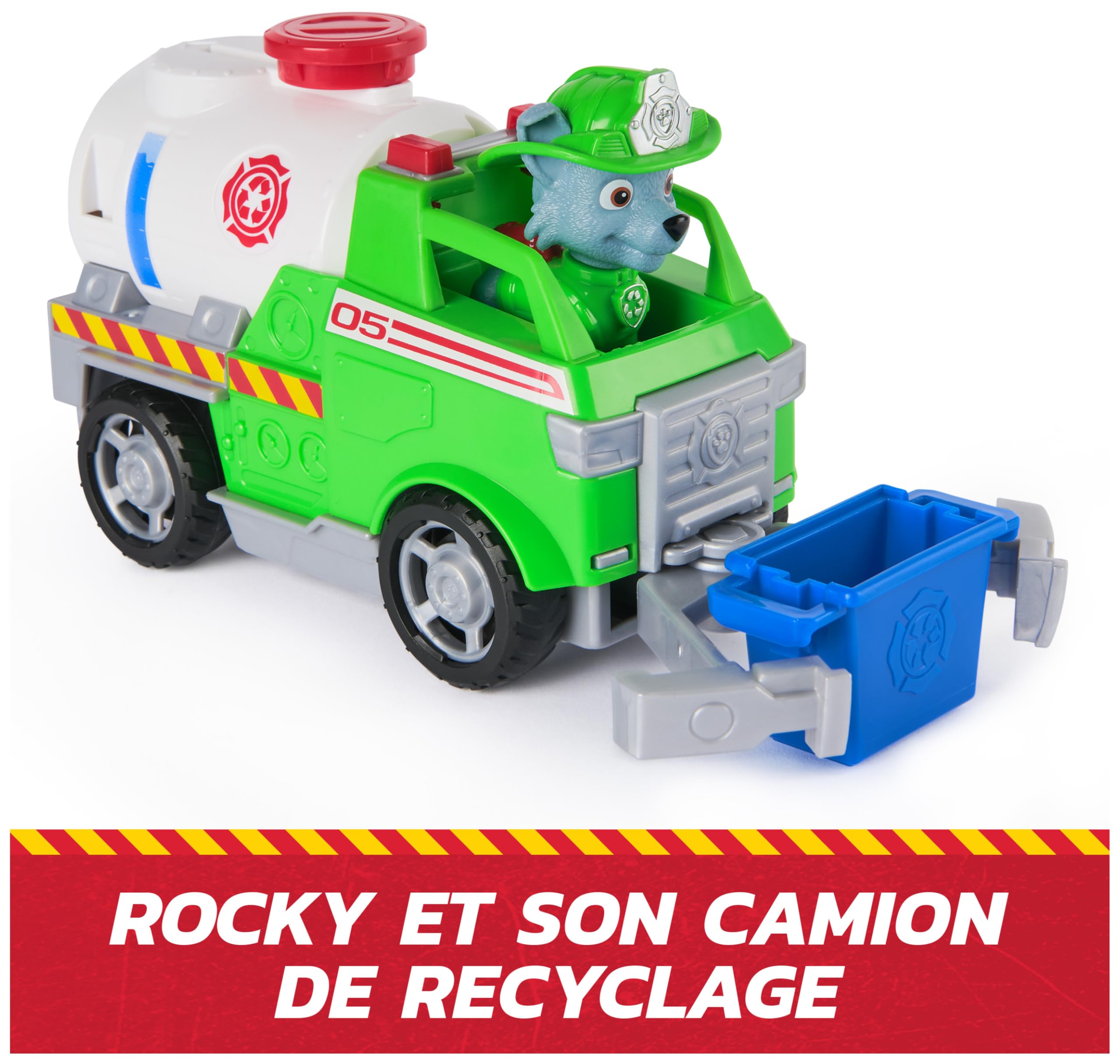 Paw Patrol - Pat Patrouille - Véhicule Figurine Rocky Fire Rescue Mission Pompiers - Voiture Figurine À Collectionner - Bac Et Pince - Pat Patrouille Jouet - Voiture Enfant - Jouet Enfant 3 Ans Et +