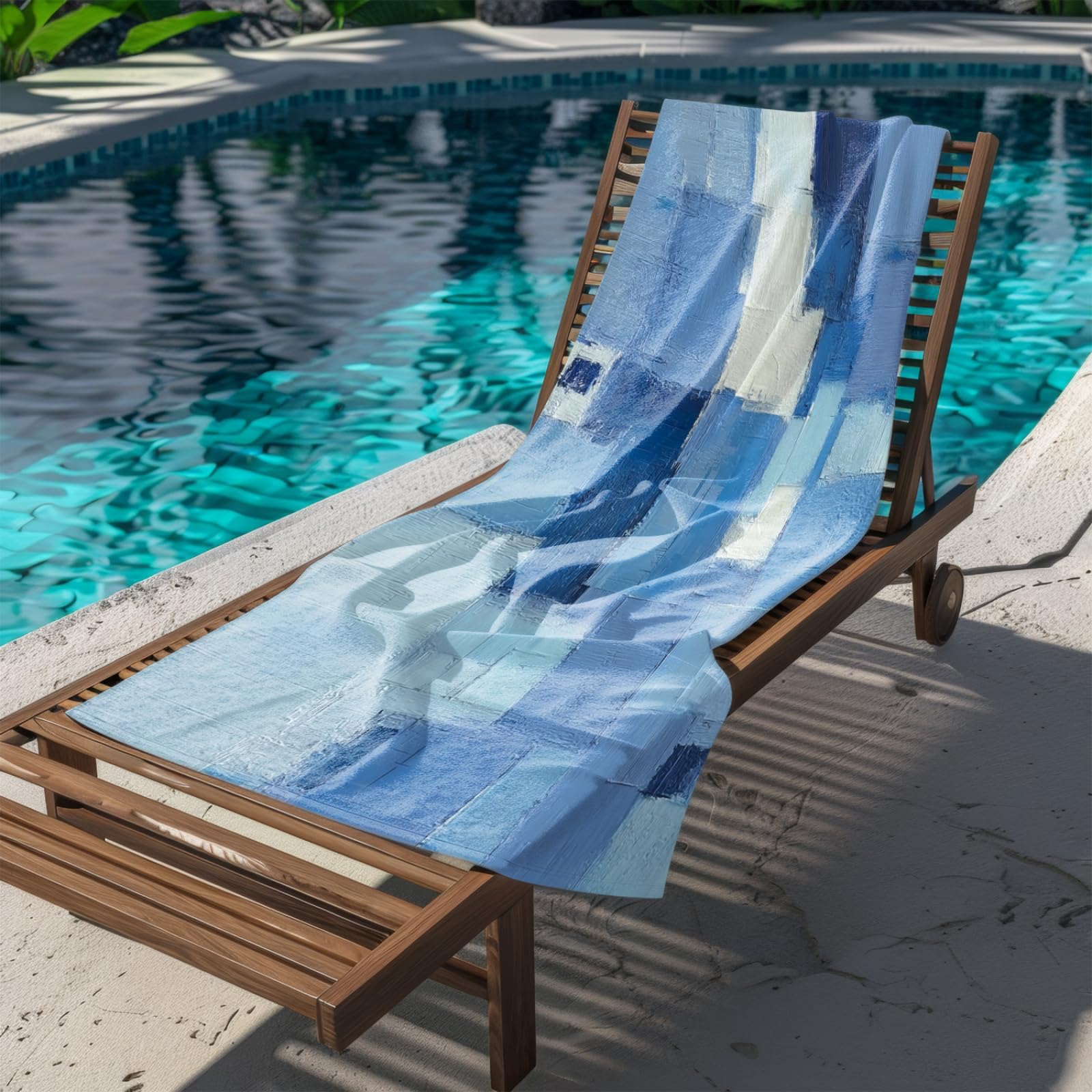 Générique Serviette de Plage XXL Graffiti Bleu Clair Blanc