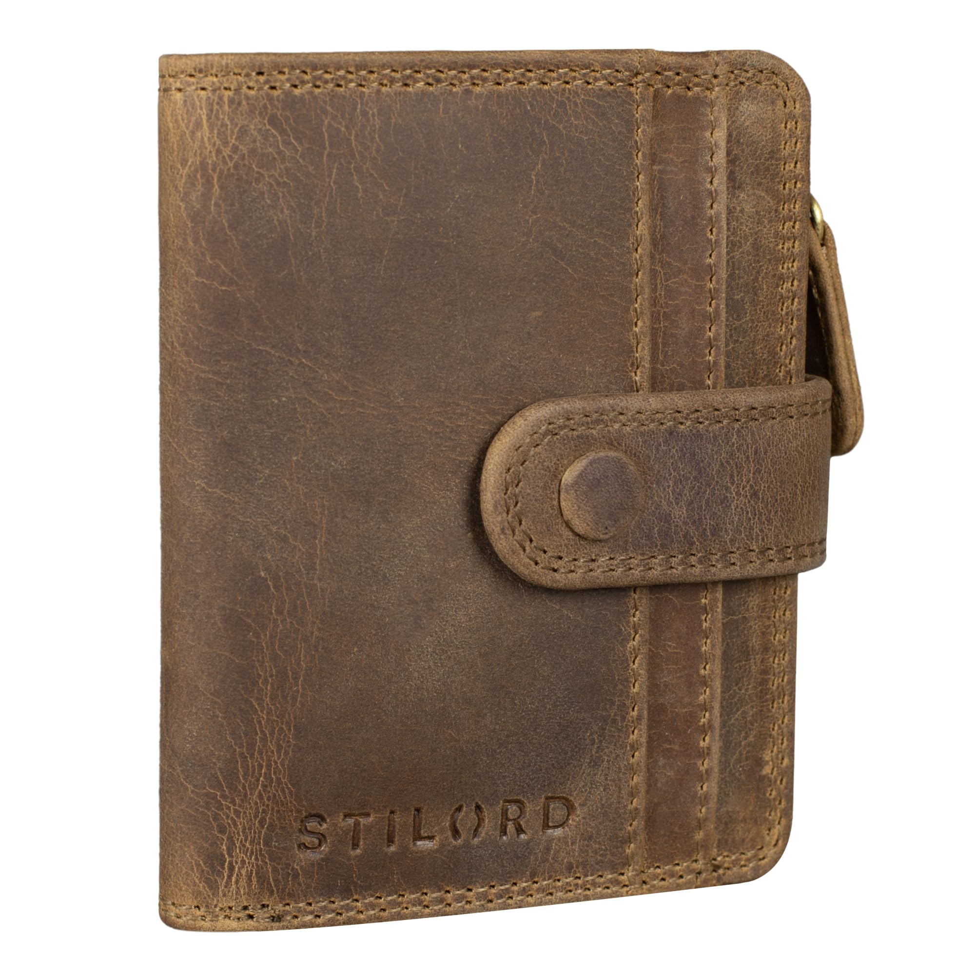 STILORD "Beckett Mini Portefeuille Hommes Cuir RFID et NFC Porte-Carte Porte-Monnaie Portefeuille Cuir Véritable Couleur:Marron Moyen