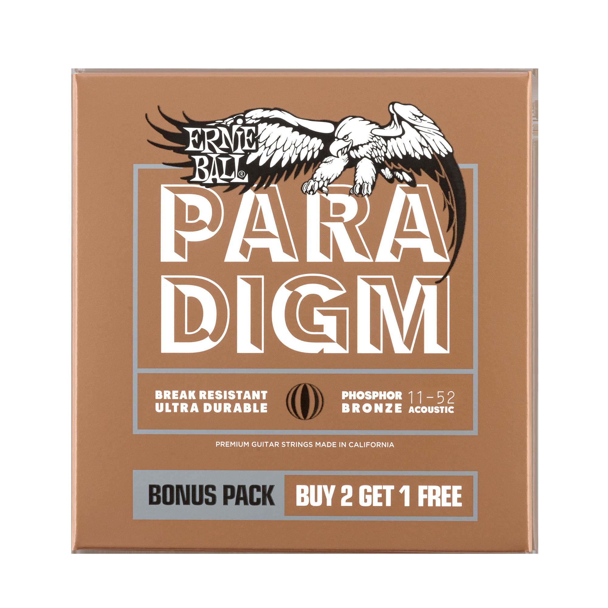 Ernie Ball Paradigm Light Phosphor Bronze Acoustic Guitar Strings 3 Pack - 11-52 Gauge
