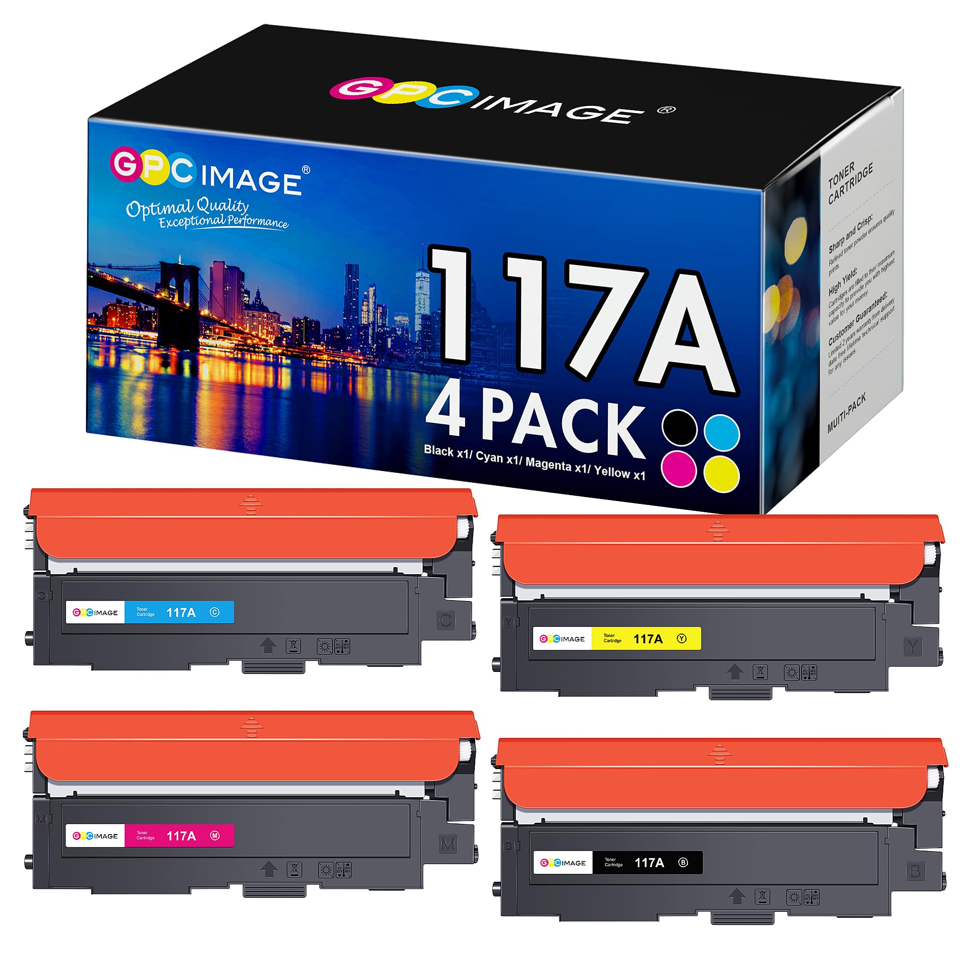 GPC Image 117A Toner Set Kompatibel für HP 117A Toner Set für HP Color Laser 179fwg Toner für Color Laser 178nwg 179fnw 178nw 150nw 178 179 W2070A W2071A W2072A W2073A (4er-Pack)