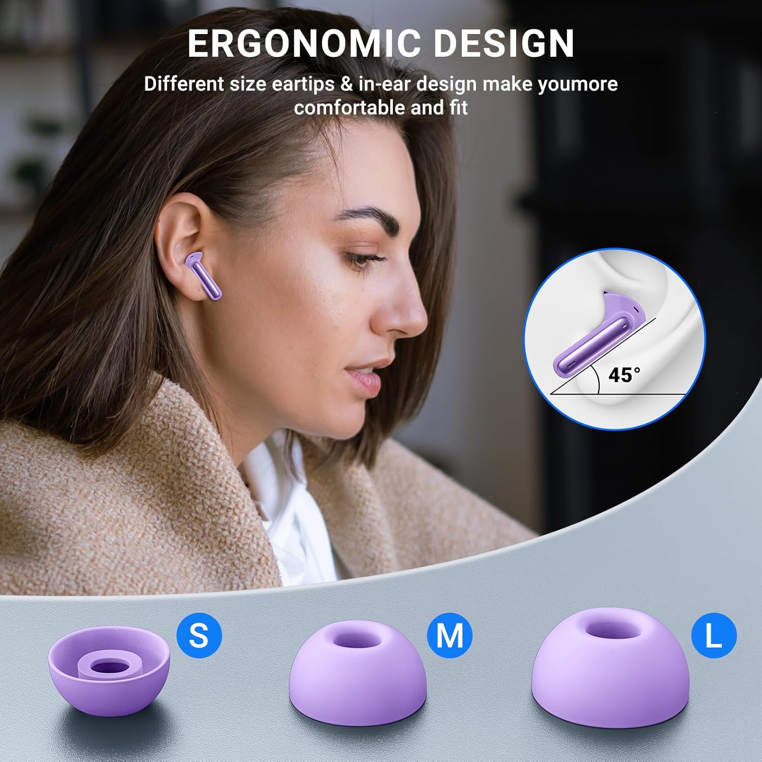 Wireless Earbuds, 2025 Wireless Headphones HiFi Stereo Earphones with 4 ENC Noise Canceling Mic, 42Hs Playtime In Ear Earbud, Bluetooth 5.3 Sport Earphones with LED Power Display for Android iOS - Image 8