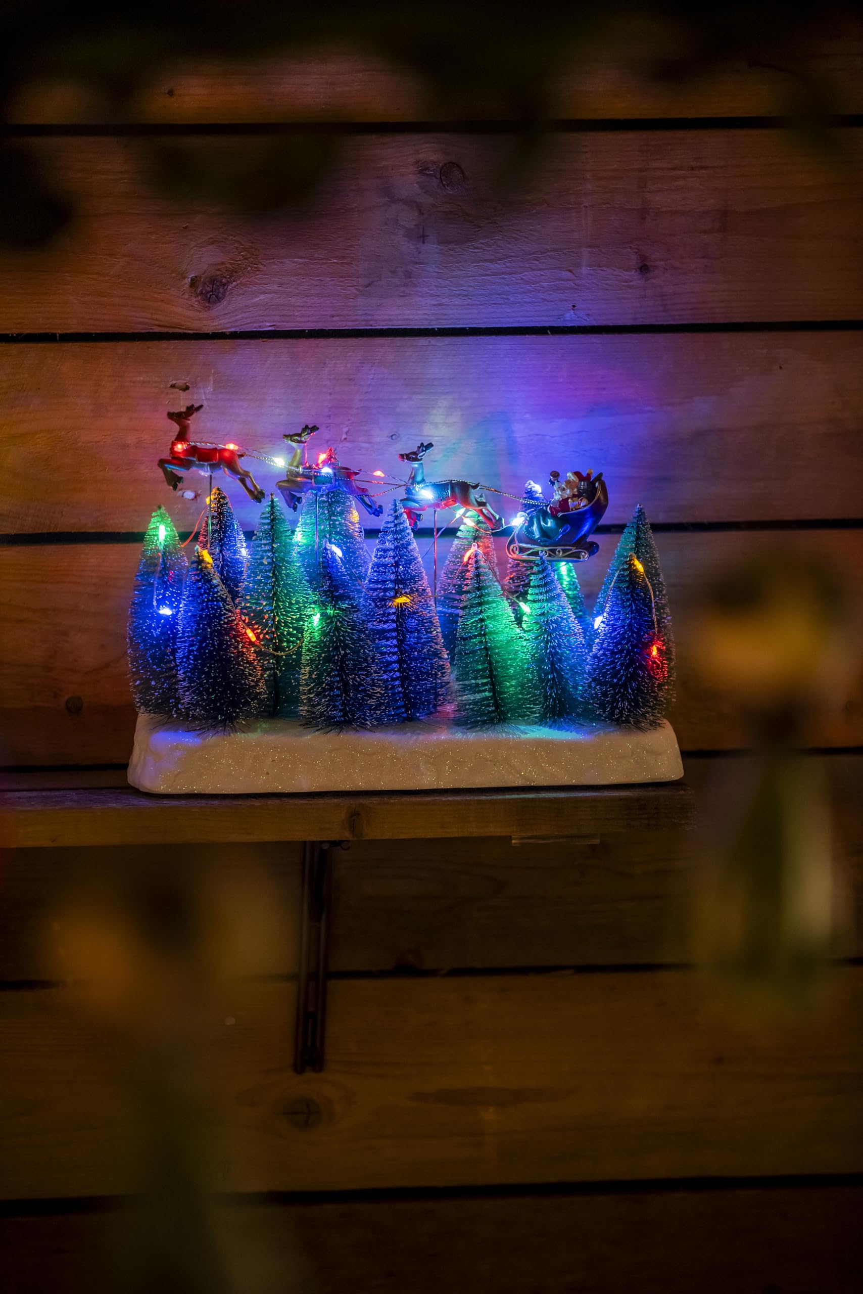 Konstsmide Festive Santa Sleigh LED Decoration - 32 Multi-Coloured Lights, Battery & USB Powered, 6-Hour Timer - Image 3
