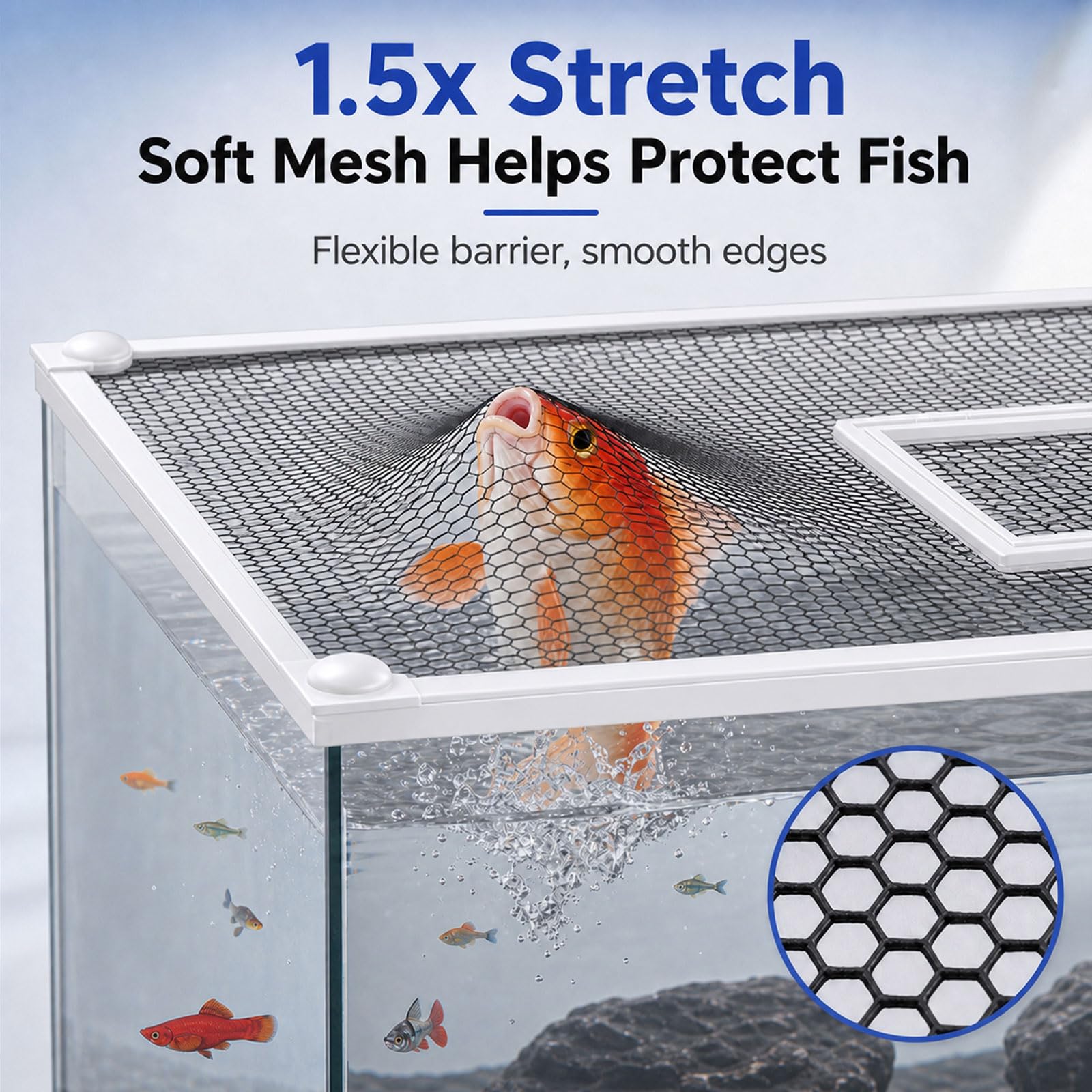 Tapas De Acuario,Red Magnética Anti-Salto para Acuario,Cubierta De Pantalla para Acuario,con Ventana pequeña de alimentación,Buena Ventilación,para Oficina Vestíbulo Tienda de Mascotas