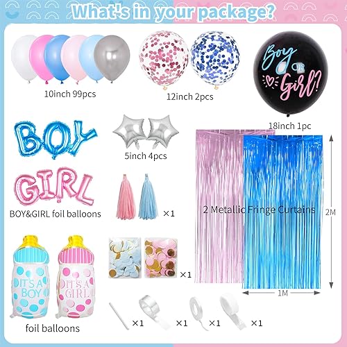 Miniatura 2 de Suministros para fiesta de revelación de género  119 piezas de decoración de fiesta de revelación de género, globos de revelación de 18 pulgadas,