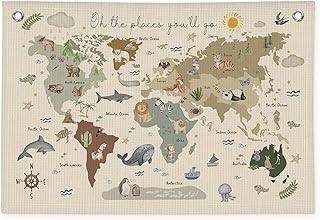 Wheatwin Playroom Decor, World Map Banner for Kids, World Maps for Wall, World Map Cute Animal Tapestry Wall Hanging Banner Flag Decor for Kids Room Classroom Nursery Homeschool 20x30 (Updated)