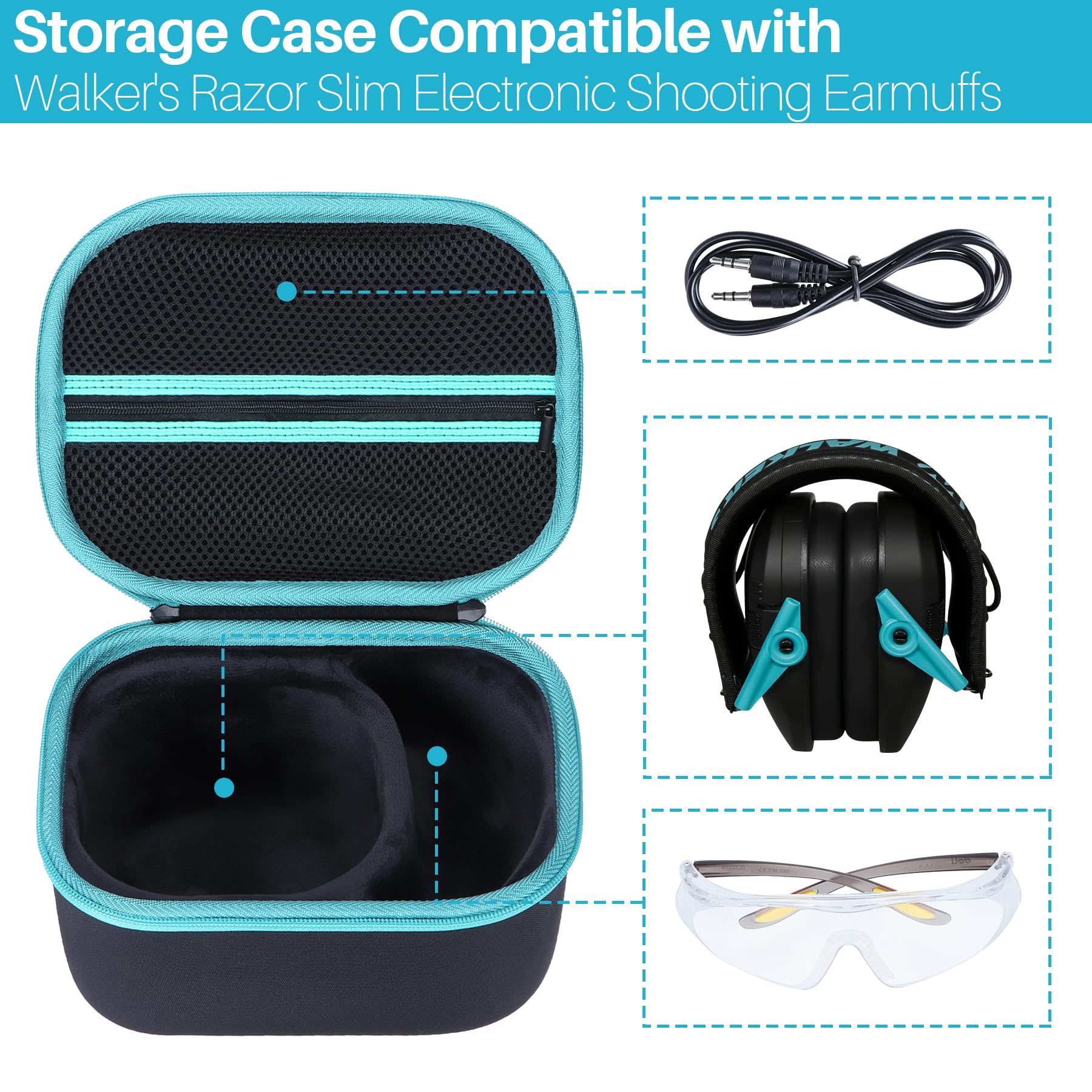 Lebakort Hard Carry Case Compatible with Walker's Razor Slim Passive Earmuff/Shooting Hunting Hearing Ear Protection - Image 3