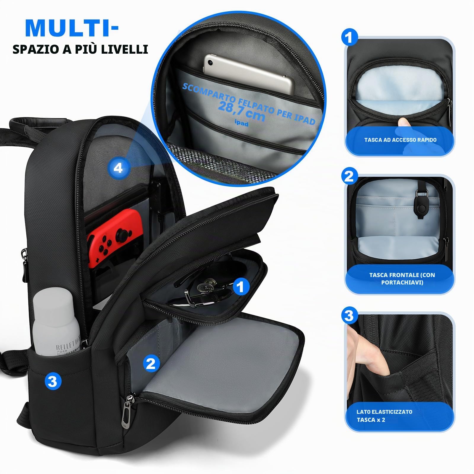 hk Borsa a tracolla da uomo con porta di ricarica USB