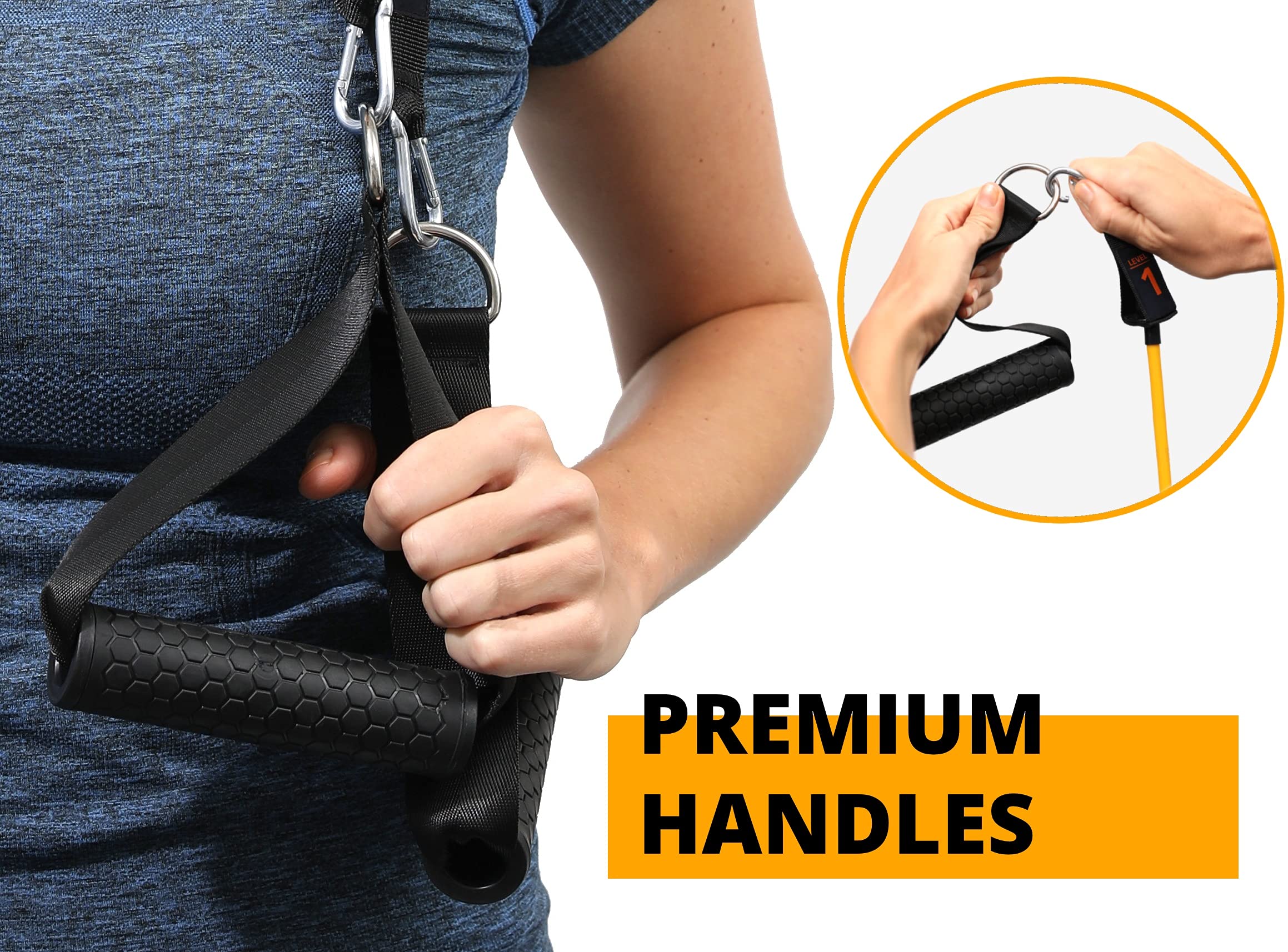 Brazyn Widerstandsbänder-Set mit Griffen, 12-teiliges Band-Set mit Reisetasche, Anleitung, Knöchelriemen und Türanker, für Workout, Fitnessstudio, Krafttraining, Bungee, Yoga, Pilates, Physiotherapie