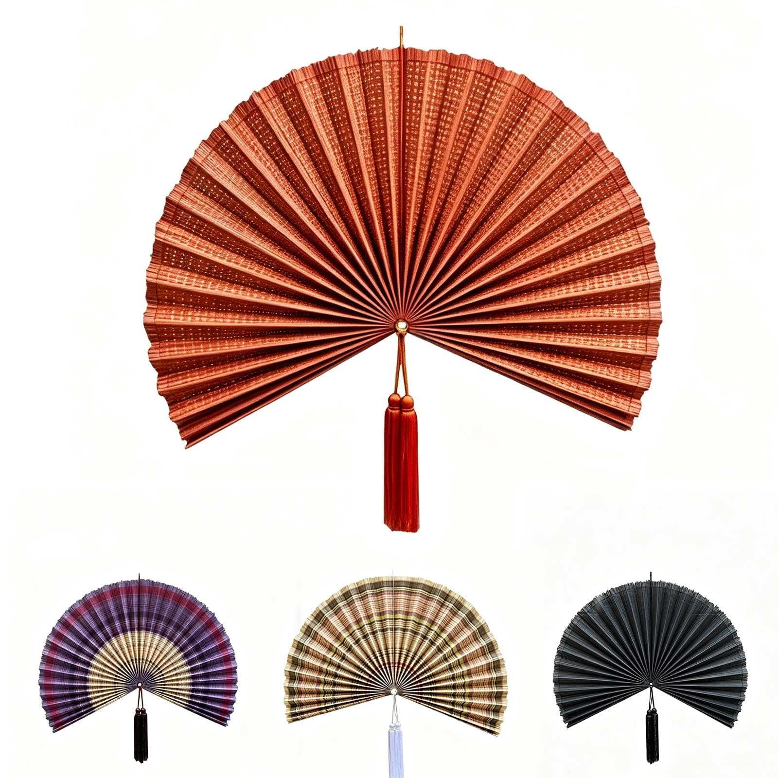 Abanico bambú pared 40", decoro artesanal colgante