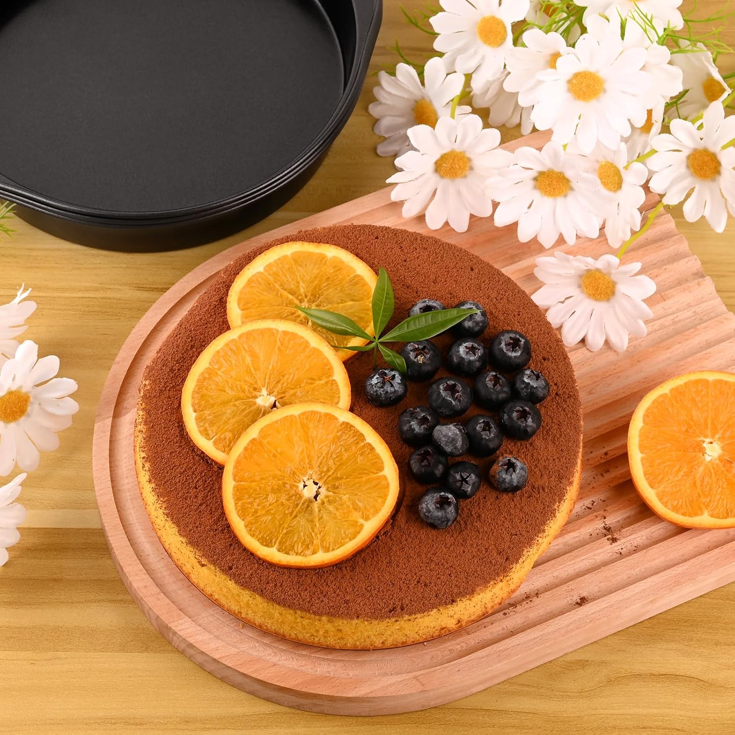 HUAKENER 8 Inch Cake Pan - Set of 3 Round Cake Pans with 100 Pieces Parchment Paper, Non-stick Cake Baking Pans with Handle, Dishwasher Safe - Image 6