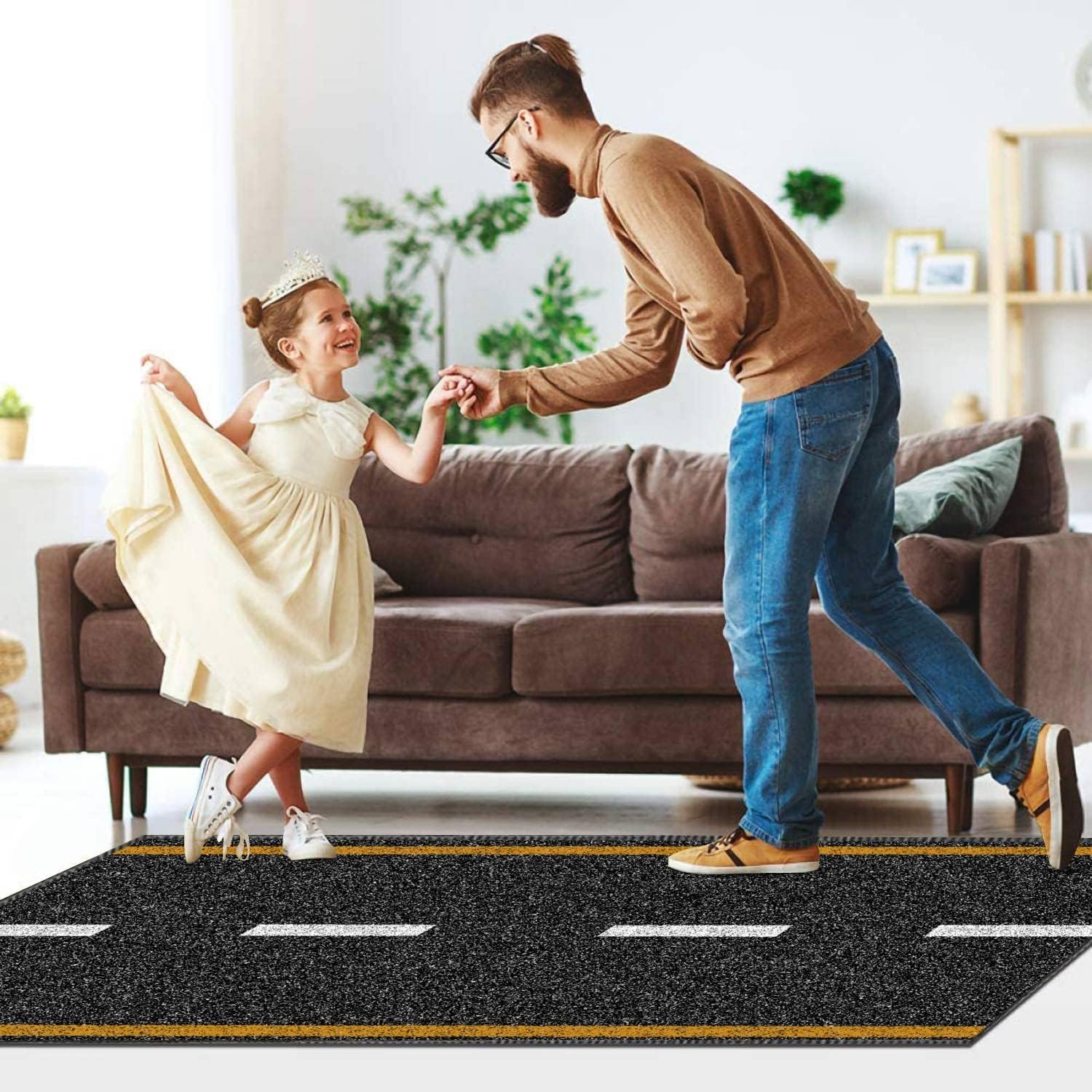Kids Area Rugs Asphalt Highway Road Texture with Markings 3D Rugs for Playroom Bedroom Classroom Decor Yoga Mat Non-Slip Floor Outdoor Mat Carpets for Kids 4x6 ft