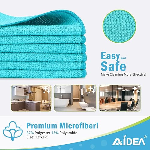 Miniatura 31 de AIDEA Paño de limpieza de microfibra, paquete de 24 toallas de microfibra suave para automóviles, trapos de limpieza absorbentes, paños de lavado