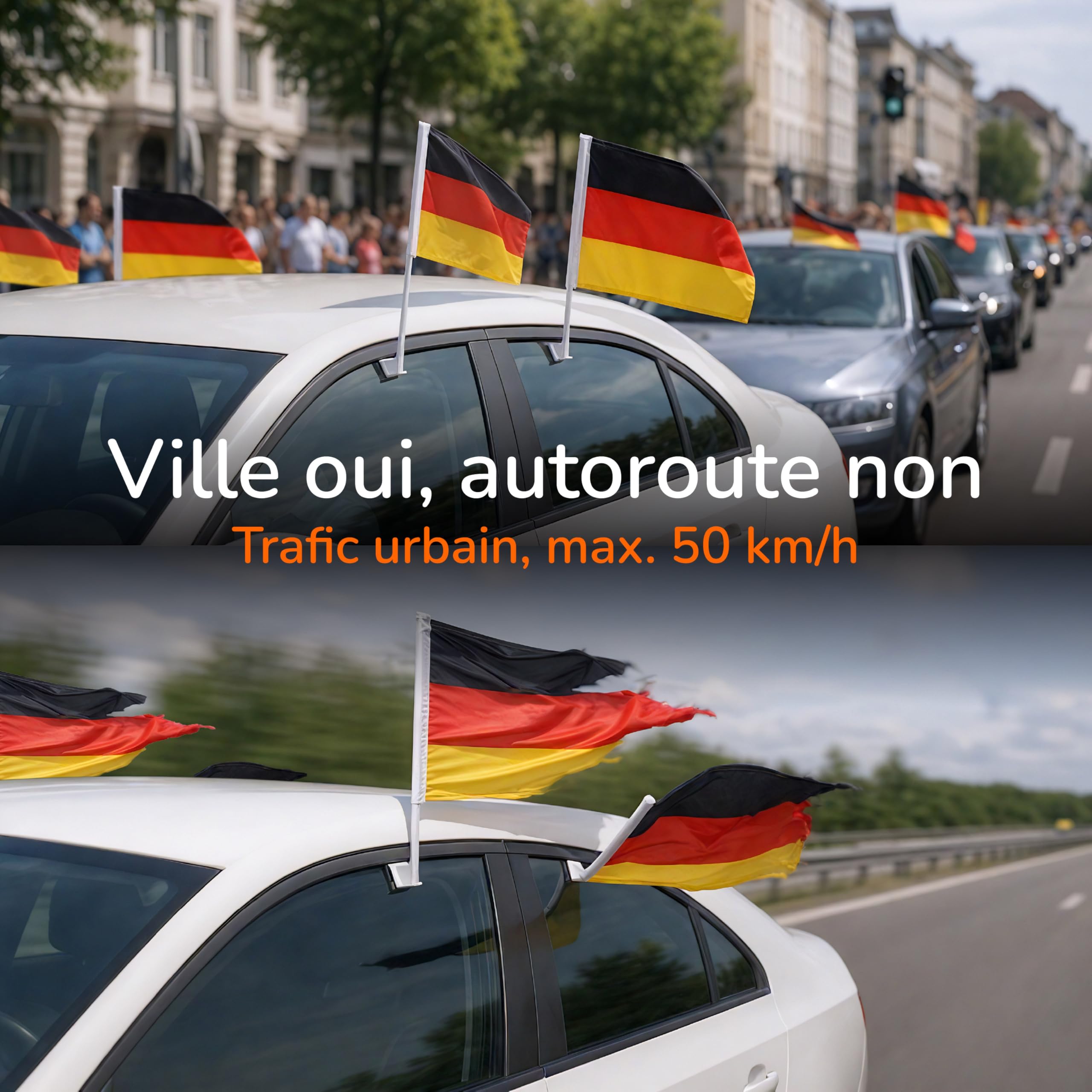 Upgrade4cars Drapeau de Voiture Allemagne + Housses Rétroviseurs Coupe du Monde 2026 | Fanion Auto Noir Rouge Or 45x30 cm | Drapeau National Voiture Article Fan Mondial MAX. 60 km/h