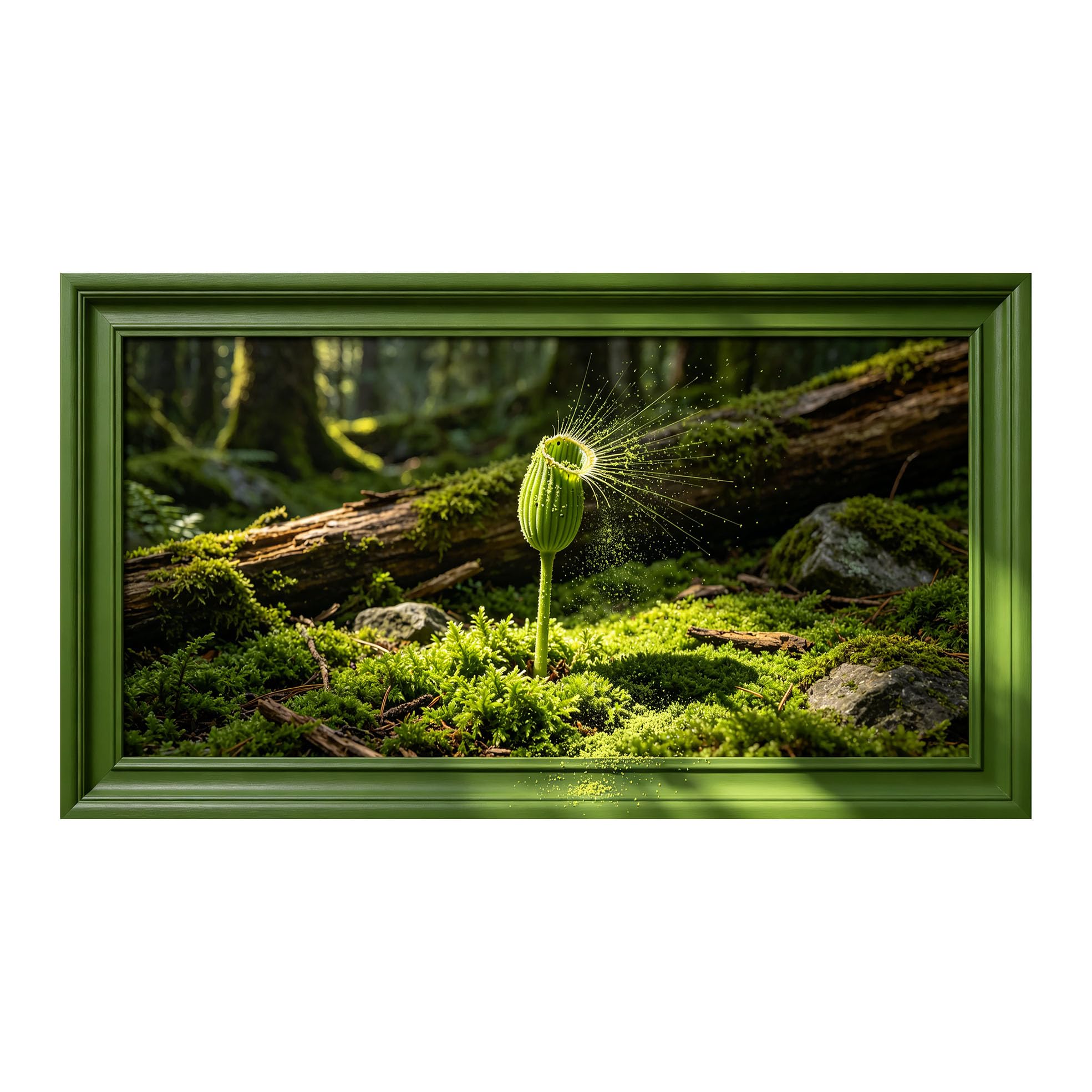 Yzpallescene 3D Framed Wall Art 50cm×100cm Botanical Rainforest Mushroom Macro Realistic Photography Large Size SelfAdhesive Removable Wall Decor Prints Artwork for Living Room Bedroom Office