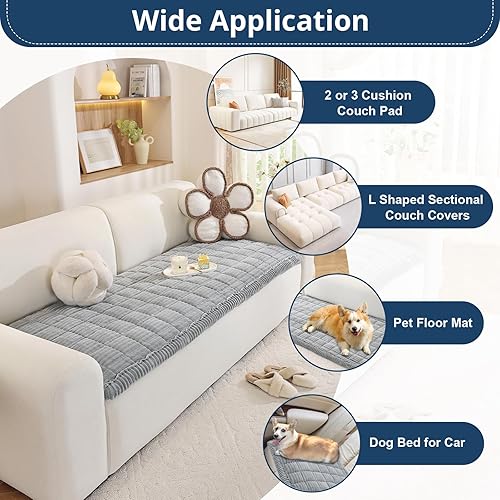 Miniatura 2 de Funda de sofá lavable para perros, funda de sofá modular suave y mullida en forma de L, protector grueso apto para mascotas, tapete para sofás y