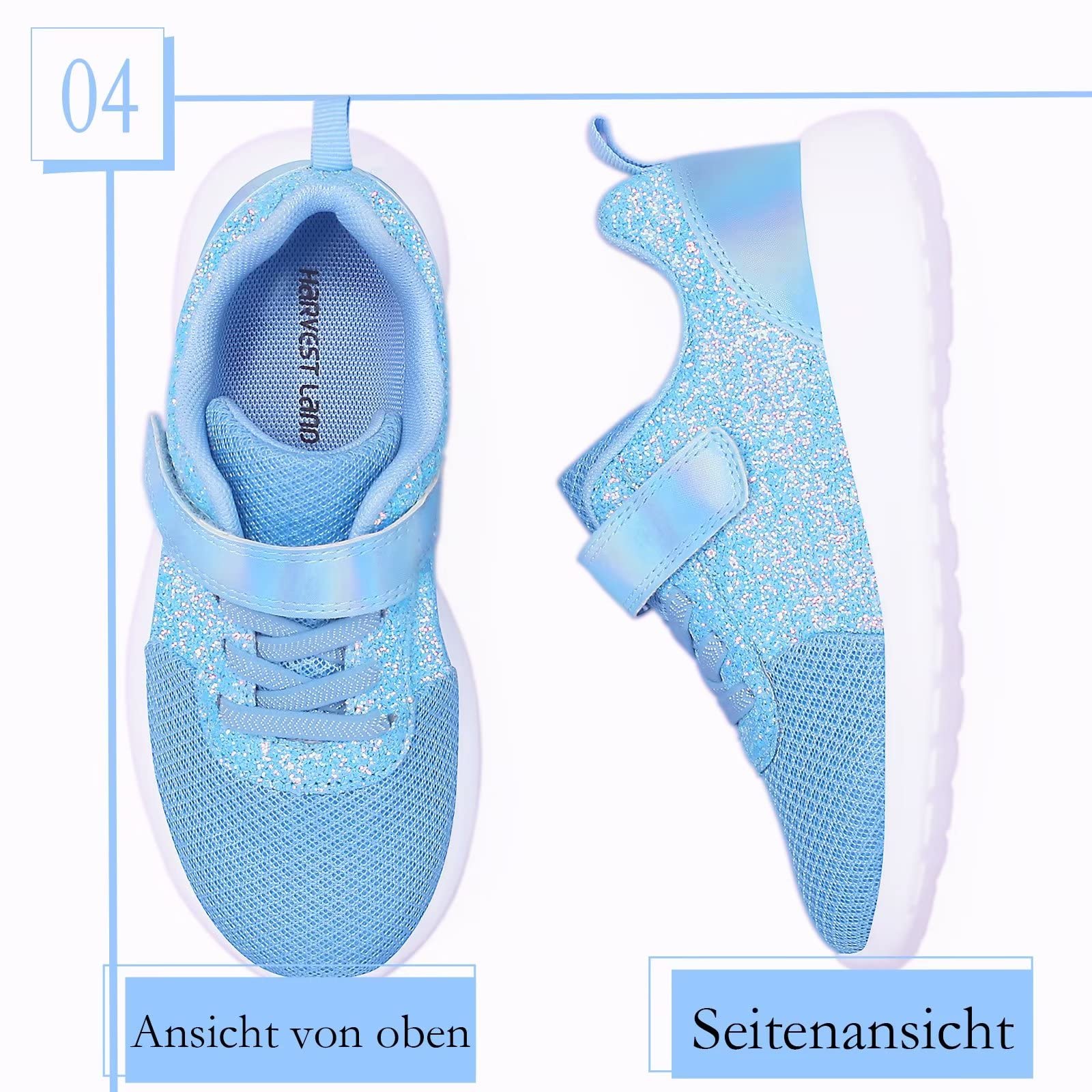 Harvest Land Zapatillas Niñas Deporte Transpirables Corre Ligero Antideslizante Tenis Calzado Exterior Azul 29EU