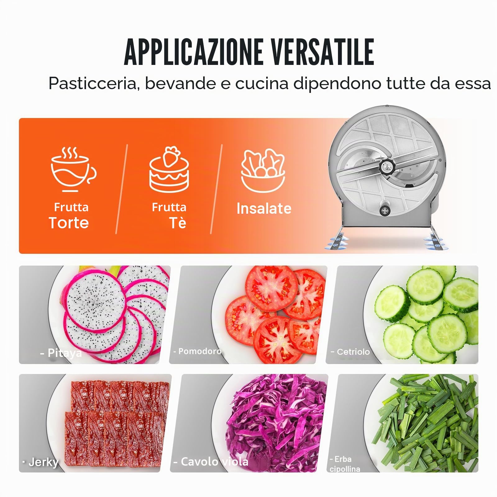 VEVOR Affettatrice Manuale per Frutta e Verdura, Affettatrice Commerciale Spessore 0-0,5"/0-12 mm, Affettatrice per Alimenti in Acciaio Inox per Patate, Cetrioli, Limone, Pomodoro