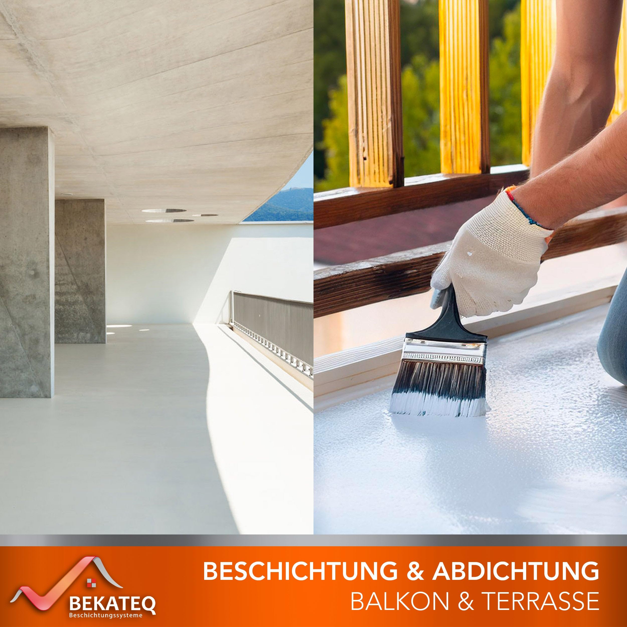 BEKATEQ 2K Epoxidharz in Lichtgrau 1kg für Balkon & Terrasse I Bodenfarbe UV-optimiert, Selbstentlüftend, Geruchsarm - Bodenbeschichtung zur Balkon-Abdichtung, Balkonfarbe wasserdicht BK-300EP