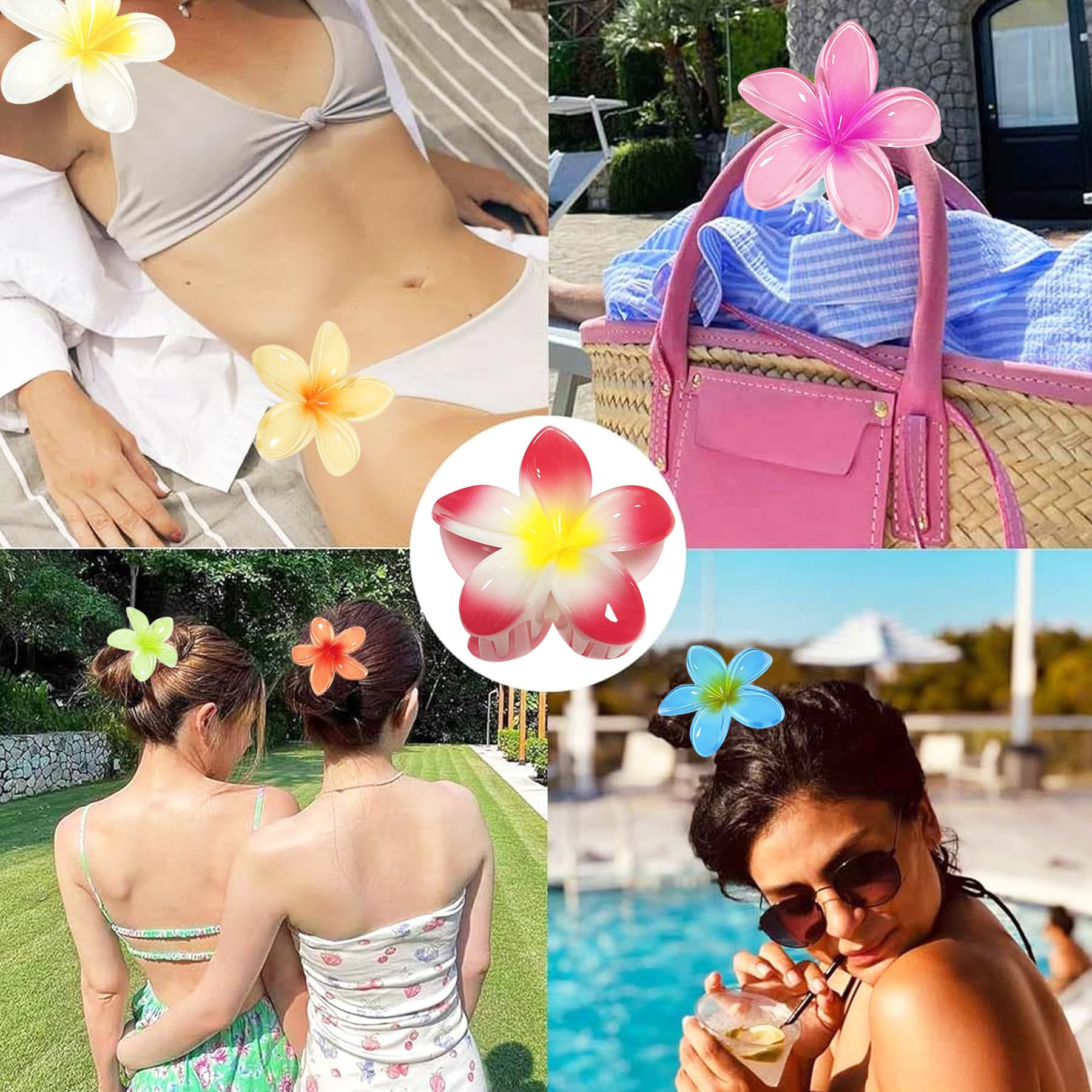 YeahBoom 8 Pezzi Mollette Capelli Grande a Fiore, Pinze Antiscivolo in Plastica per Donne e Ragazze con Capelli Spessi, Fermagli Artiglio con Fiori