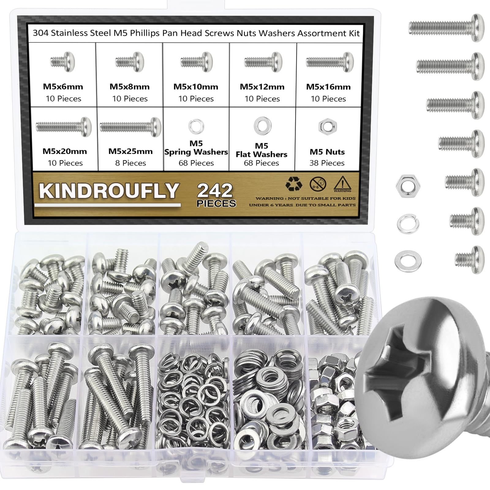 382 Piece Stainless Steel Machine Screws & Nuts Kit -10
