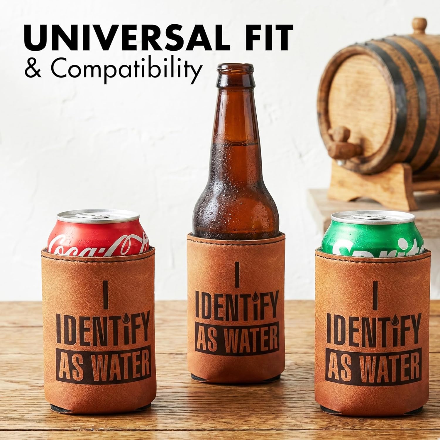 Birthday Gifts for Men, Dad - Dad Birthday Gifts, Mens Birthday Gift Ideas, Dad Gifts, Mens Gifts - Fathers Day Gifts for Dad from Daughter, Son - I Identify As Water Koozie Leather Can Cooler 12Oz - Image 5