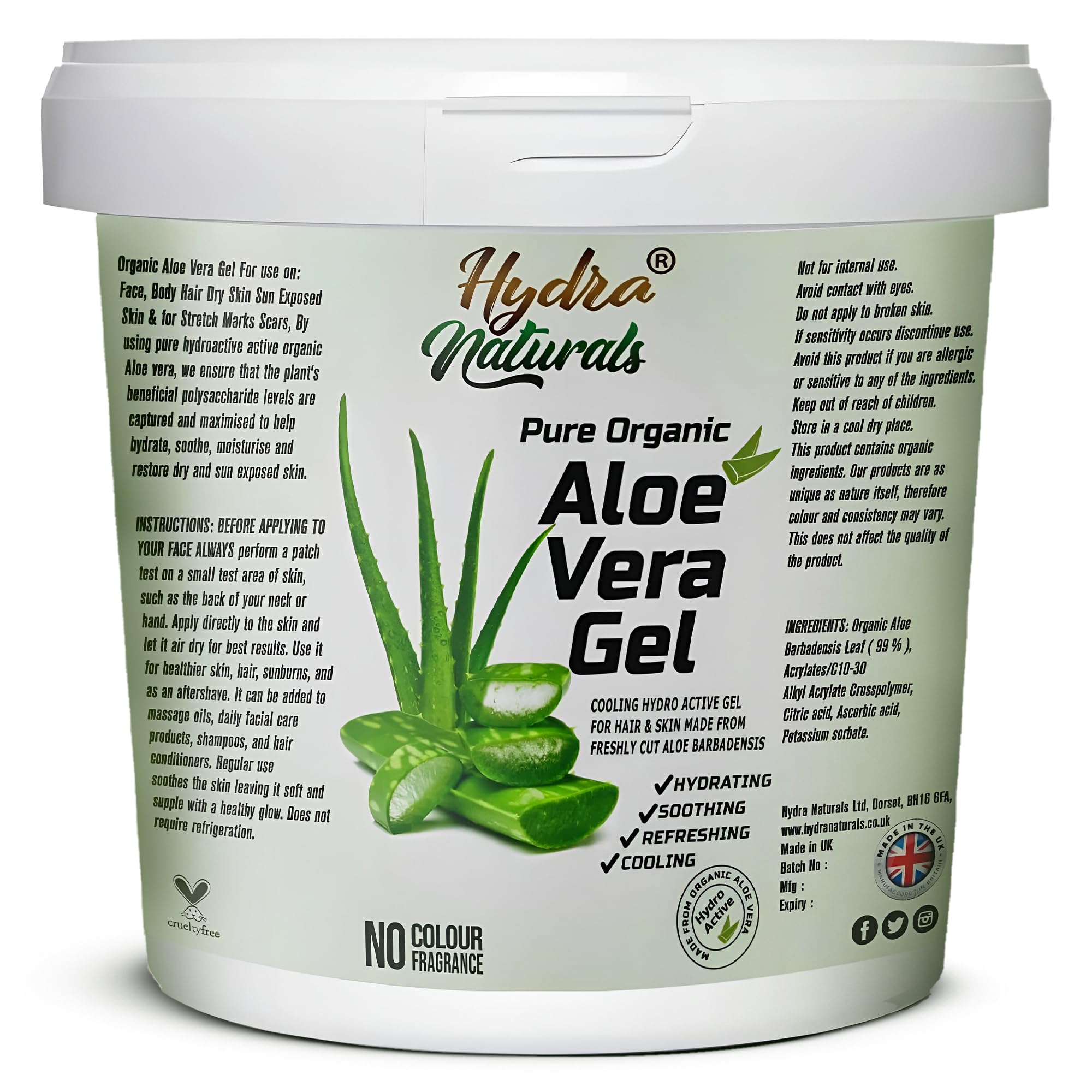 Aloe Vera Gel 1000ml Large XXL Size for Hair, Skin, Face, Sunburn, Dry Skin, Scars, Skin Burn, Stretch Marks Multipurpose Made From Freshly Cut Aloe Vera All-Over Head to Toe Gel