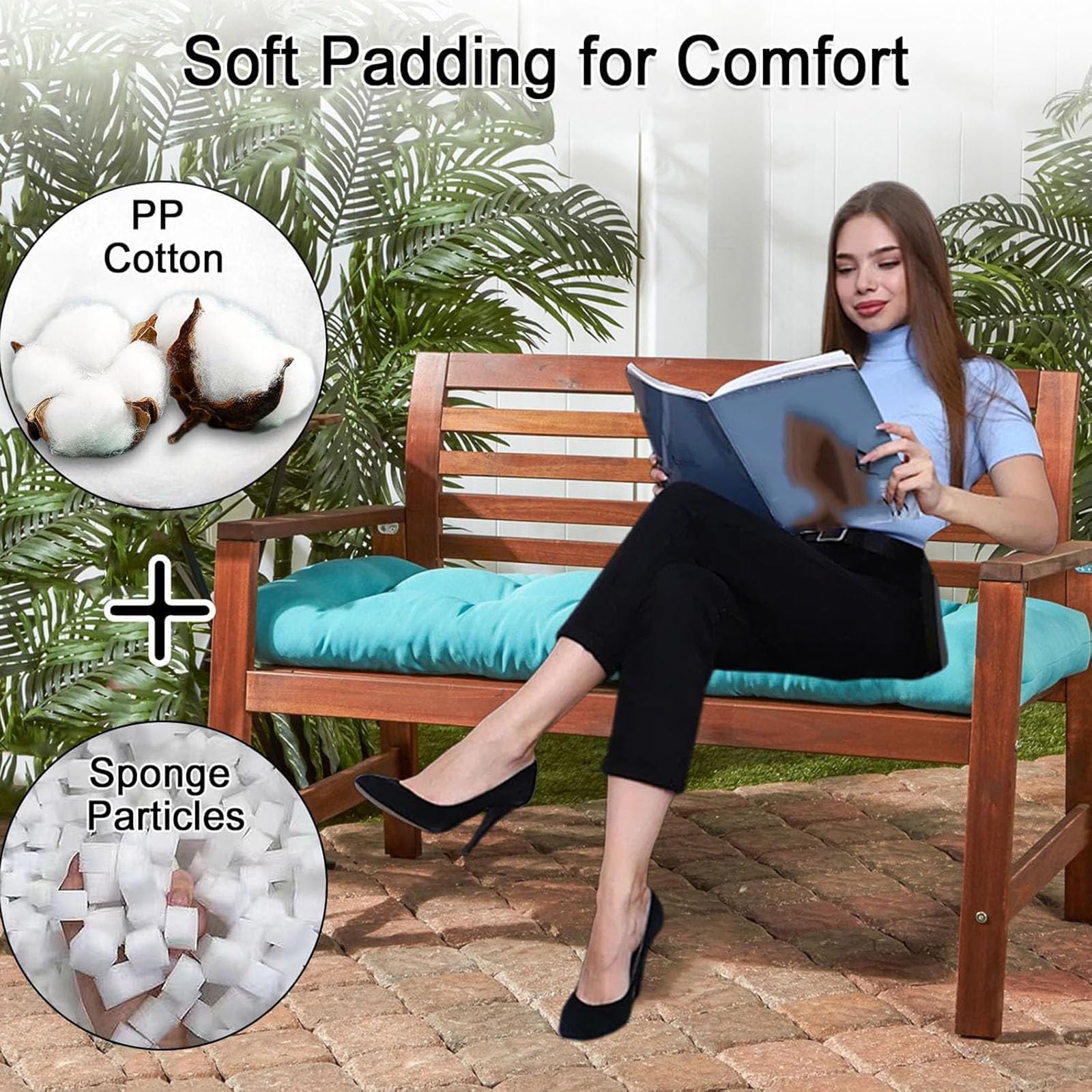 Outdoor Bankauflage Wasserdicht Rutschfest Sitzkissen 8cm Dicke Ideal für Terrasse und Gartenmöbel 100x60cm