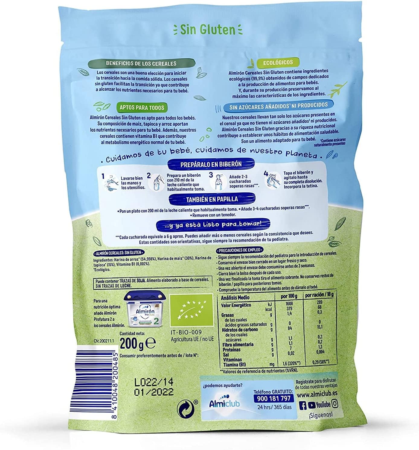 Almirón - Cereales infantiles, Cereales Sin Gluten