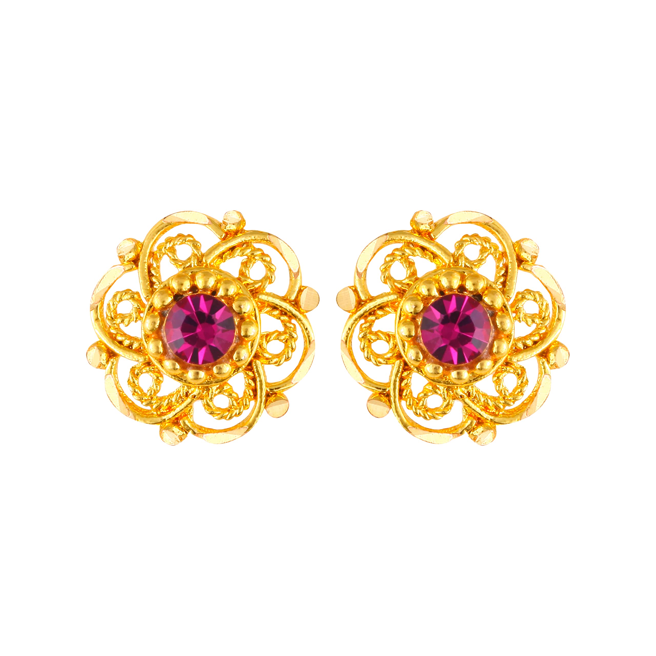 MEENAZ Traditional Temple 1 One Gram Gold Studs Ethnic Brass18k South Indian Meenakari Screw Back Round Ruby Pink Stone Stud Earrings Combo Set Pack For Women girls Latest -GOLD EAR RINGS STUD-M149 (B0B856BV64) Amazon Price History, Amazon Price Tracker
