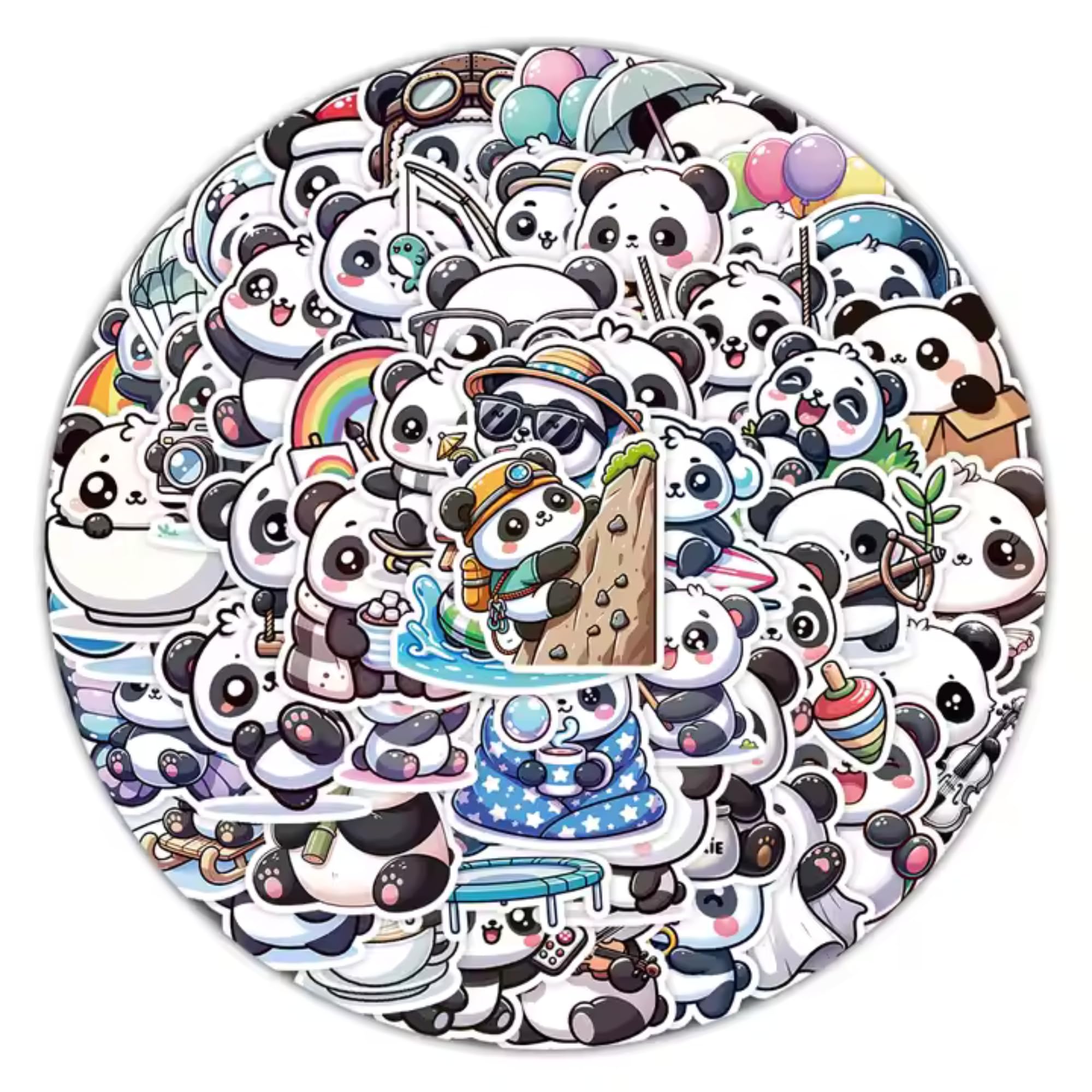 Panda Stickers, Cute Panda Stickers, Kawaii for Adults,Waterproof Vinyl Stickers for Laptop Phone Guitar Water Bottles Luggage 50 Pcs