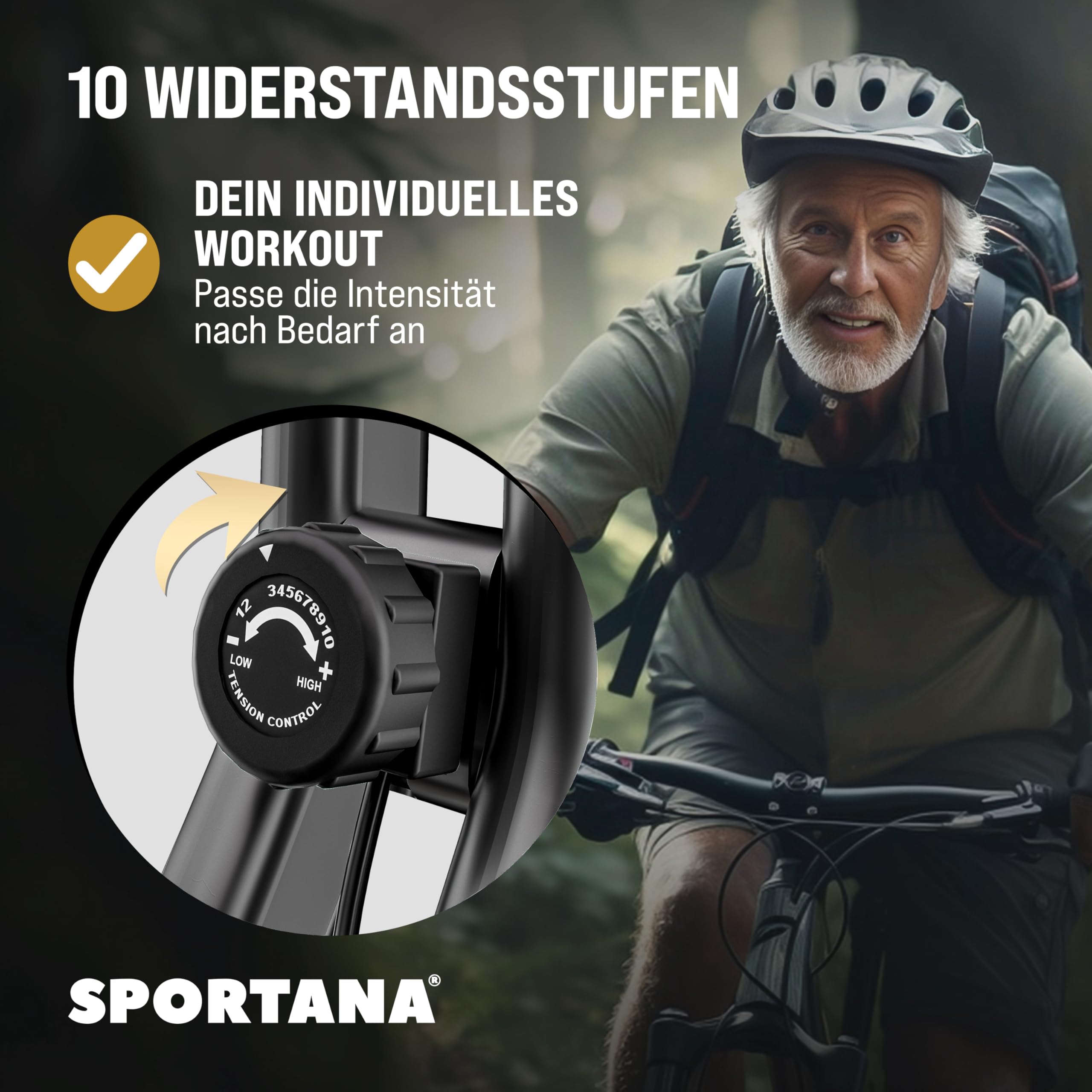 Heimtrainer Fahrrad EAGLE 4in1 Ausdauer Ergometer - Klappbar - LCD Display - Höhenverstellbar - inkl. Fitnessbänder - Hometrainer, Fitnessbike, Workout Bike, Trimmrad, Indoor Bike