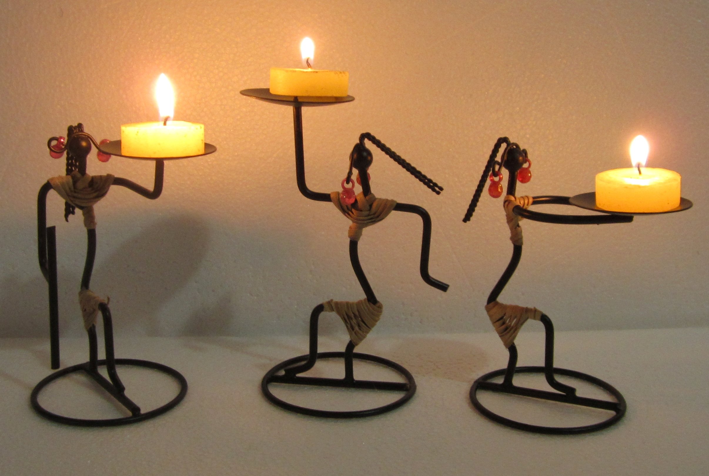 Nexplora Industries Pvt. Ltd. Metal Decorative Bunda Ladies Candle Holder, Tealight Candle Holders, Candle Stand, Pack of 3