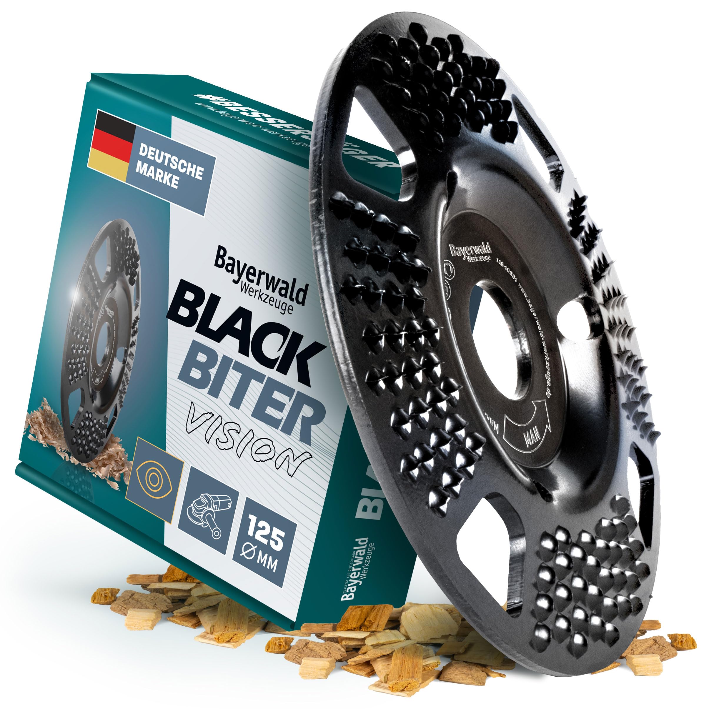 Bayerwald "Black Biter Vision" Rasp Disc, Fast, Coarse Grinding of Wood and Wood Materials, for Angle Grinders (Diameter 100 mm x 22.2 mm)