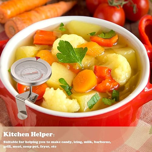 Miniatura 7 de Weewooday Termómetro de pavo de 2 piezas, termómetro largo para freír profundo, lectura inmediata, 2.1 pulgadas, termómetro de acero inoxidable de