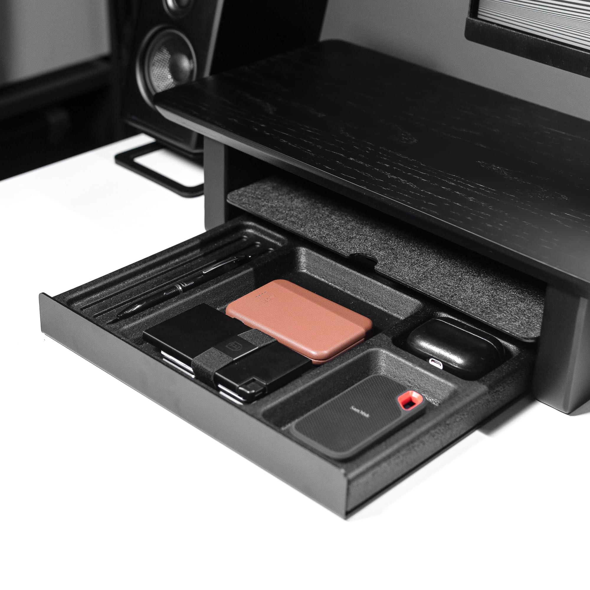 Raico Vassoio portaoggetti da scrivania con scomparti Grovemade alternativa sughero e alluminio Catchall Portapenne Cassetto per scrivania (alluminio nero + sughero nero)