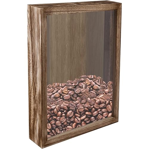 Coffee Shadow Box Real Wood 8x10, Top Loading Display Case Frame with Slot, Movie Travel Sporting Events Concert Ticket Stubs Drink Beer Caps Memory Keepsake Box