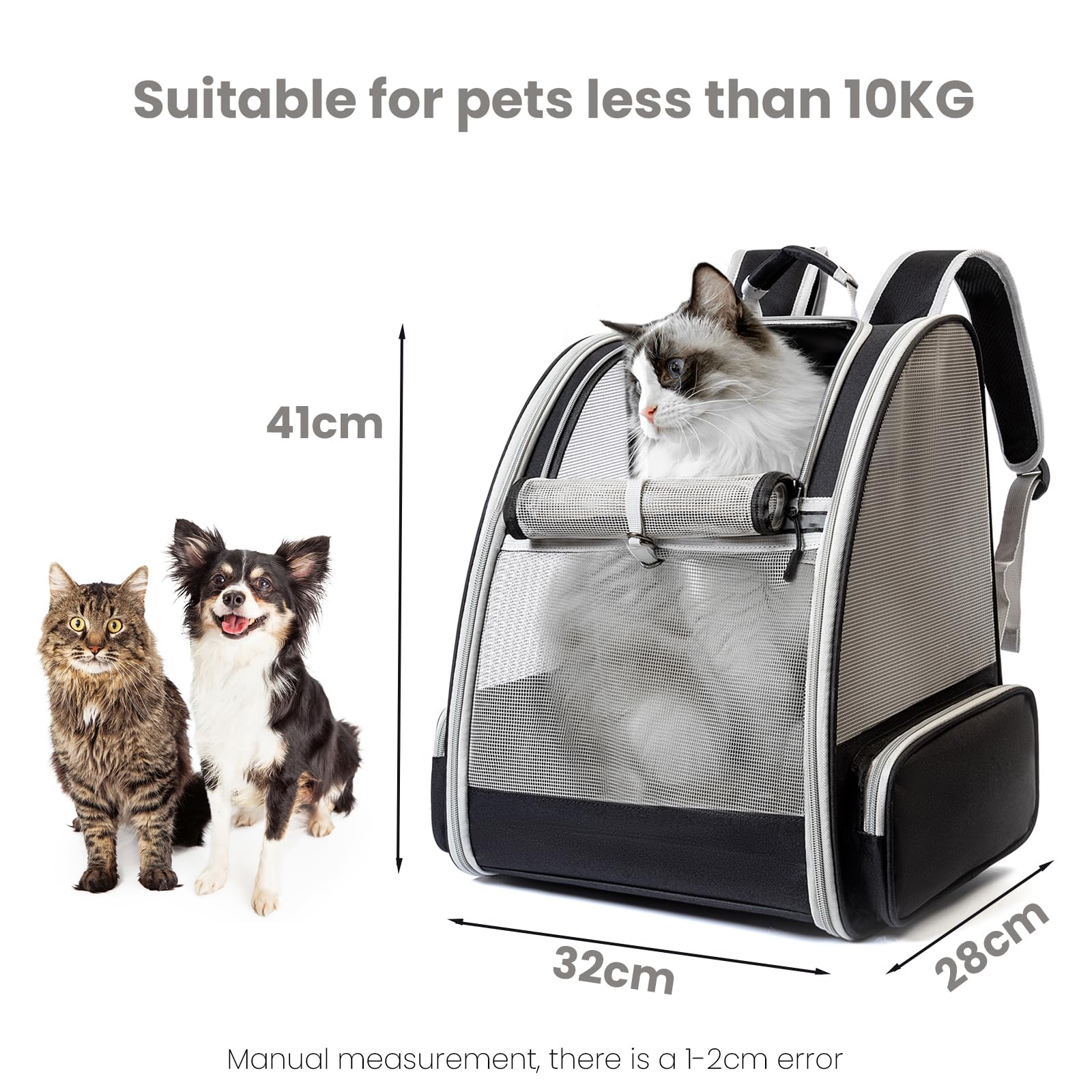 Transportin Gato Mochilas para Gatos y Perros, Bolsa portátil y Plegable para Gatos, Bolsa Transpirable y Ligera para Perros, Mochila De Viaje para Perros Pequeños
