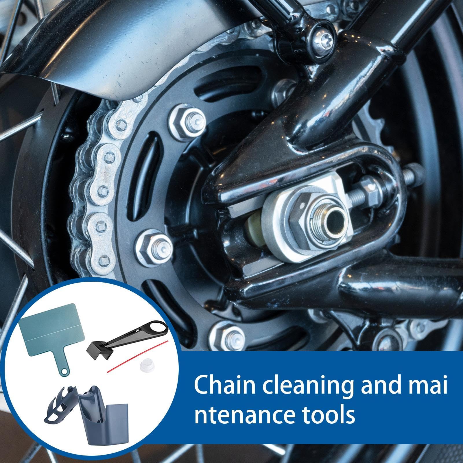 Kit per la pulizia della catena della moto, set di 4 pezzi di olio antispruzzo, parti di manutenzione Powersports, strumento di deviazione di lubrificazione, ingranaggio lavaggio bici, accessorio per