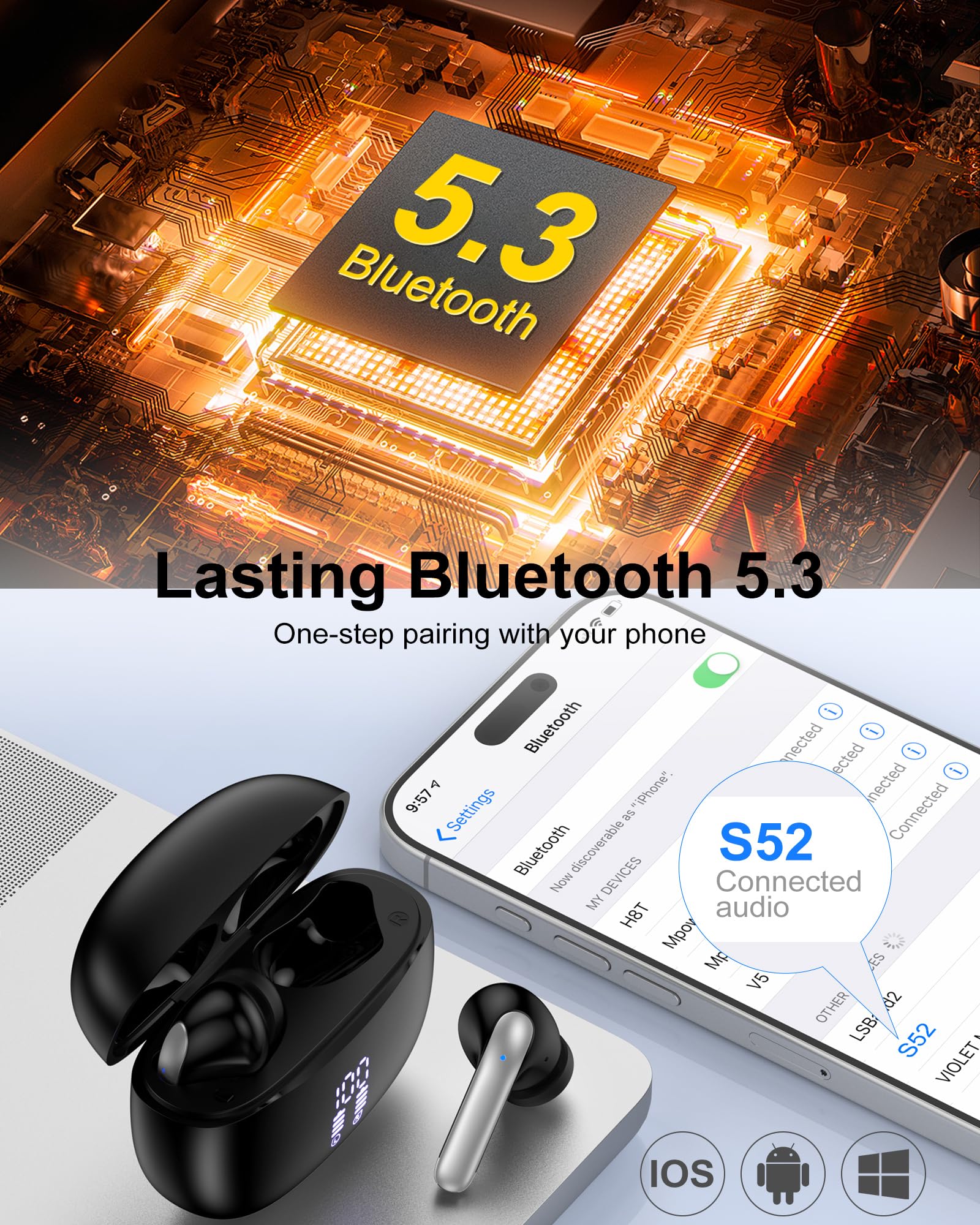 Auricolari Wireless Samsung iPhone 17 Pro Max Cancella Rumble LED - Dettaglio