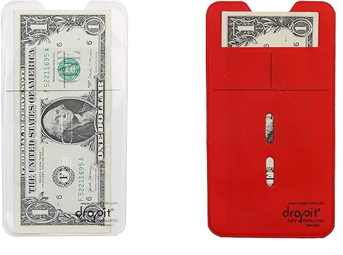 Paquete de dos colores | Rojo y transparente | 10 cada uno para un total de 20 sobres | Sobre reutilizable seguro contra caídas para un depósito