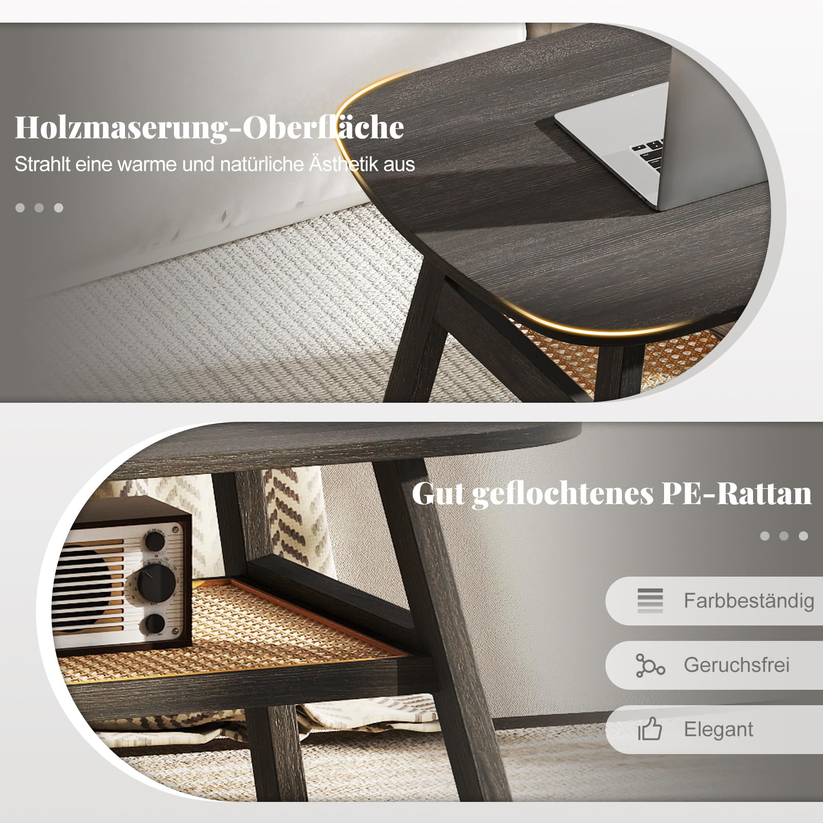 COSTWAY Salontafel met opbergruimte, 2-traps woonkamertafel